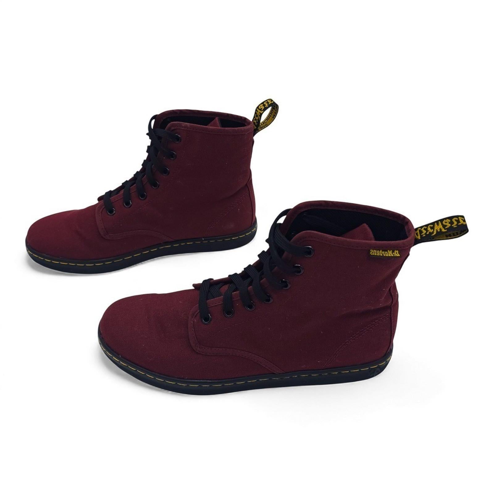 Dr Martens Shoreditch Burgundy Canvas Lace Up Combat Boots Womens Size US 10