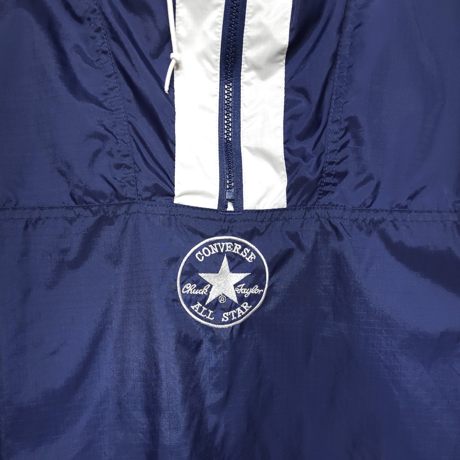 Vintage Converse All Star Windbreaker Blue White Jacket Adult M by Converse