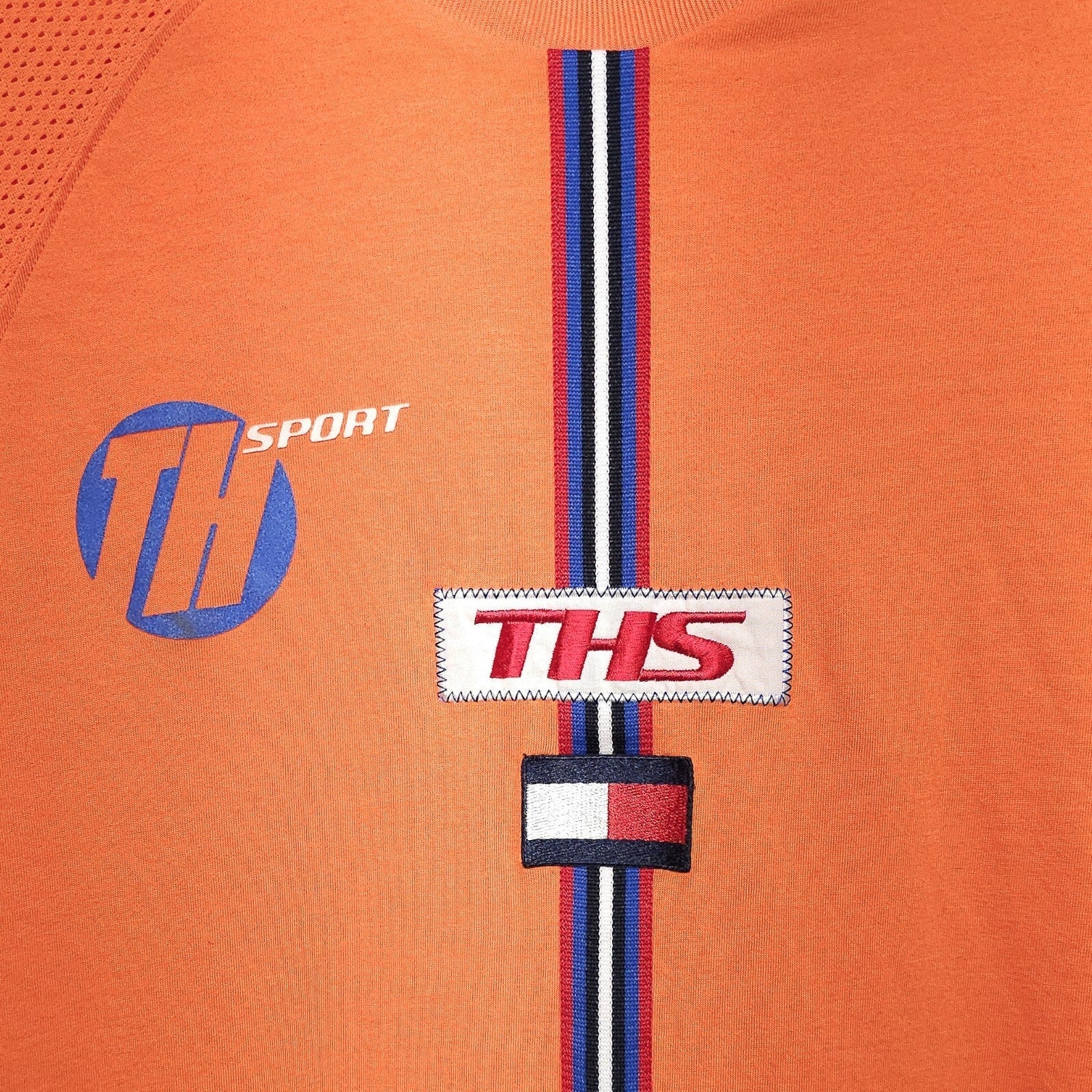 Vintage Tommy Jeans Tommy Sport Orange Blue T-Shirt Jersey 85 Adult M by Tommy Hilfiger