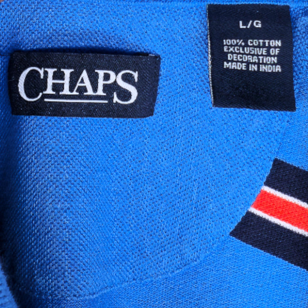 Chaps Men's Blue Black Red & White Striped Polo Shirt - L by Chaps