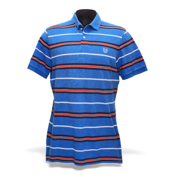 Chaps Men's Blue Black Red & White Striped Polo Shirt - L