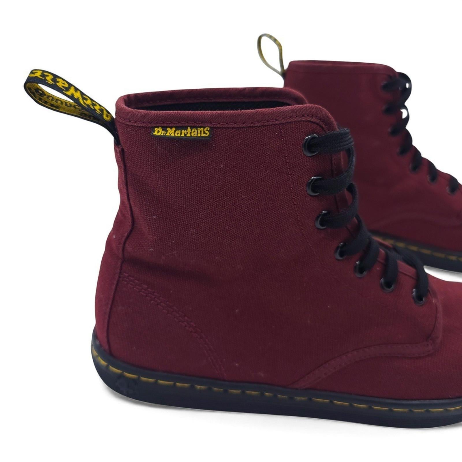Dr Martens Shoreditch Burgundy Canvas Lace Up Combat Boots Womens Size US 10
