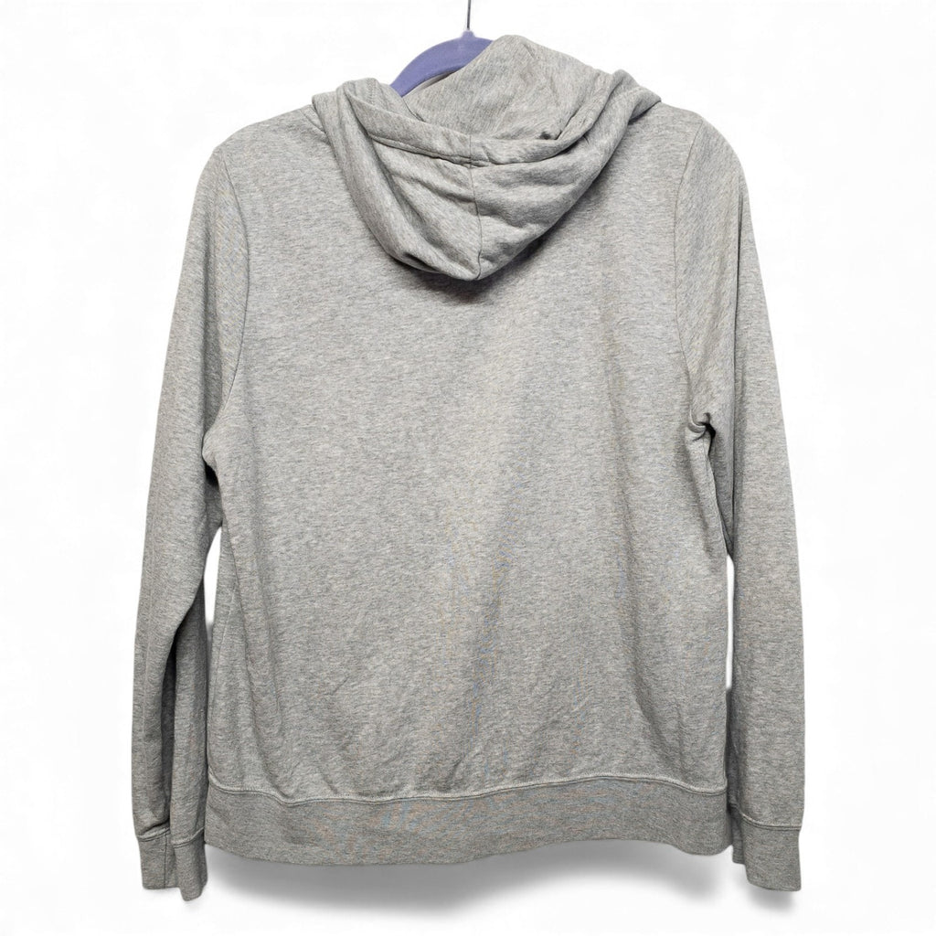 Nike Grey/Red Glitter Swoosh Funnel-Neck Fleece Hoodie Women’s - M by Nike