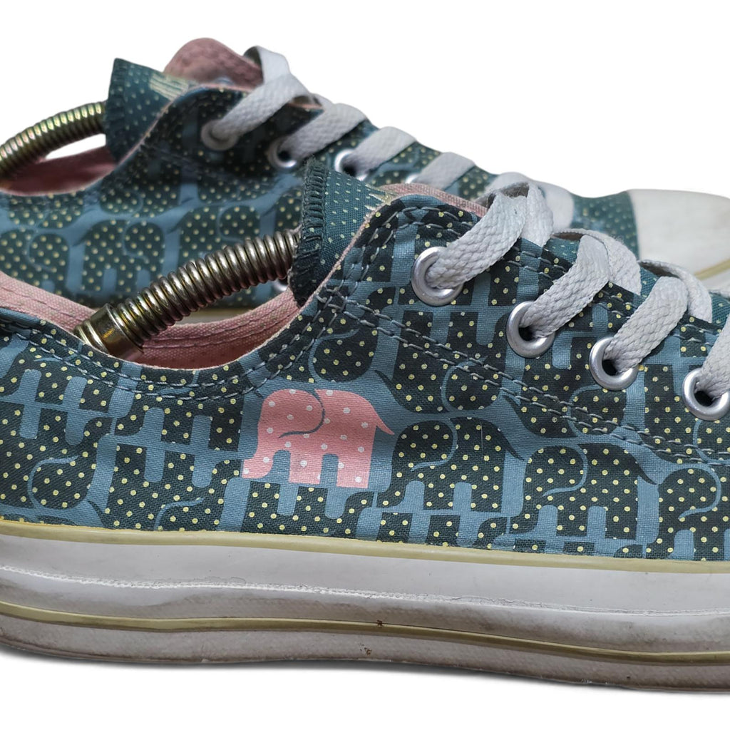 Converse All Star Chuck Taylor Sneakers Blue Pink Polka Dot Elephant - Size 10W