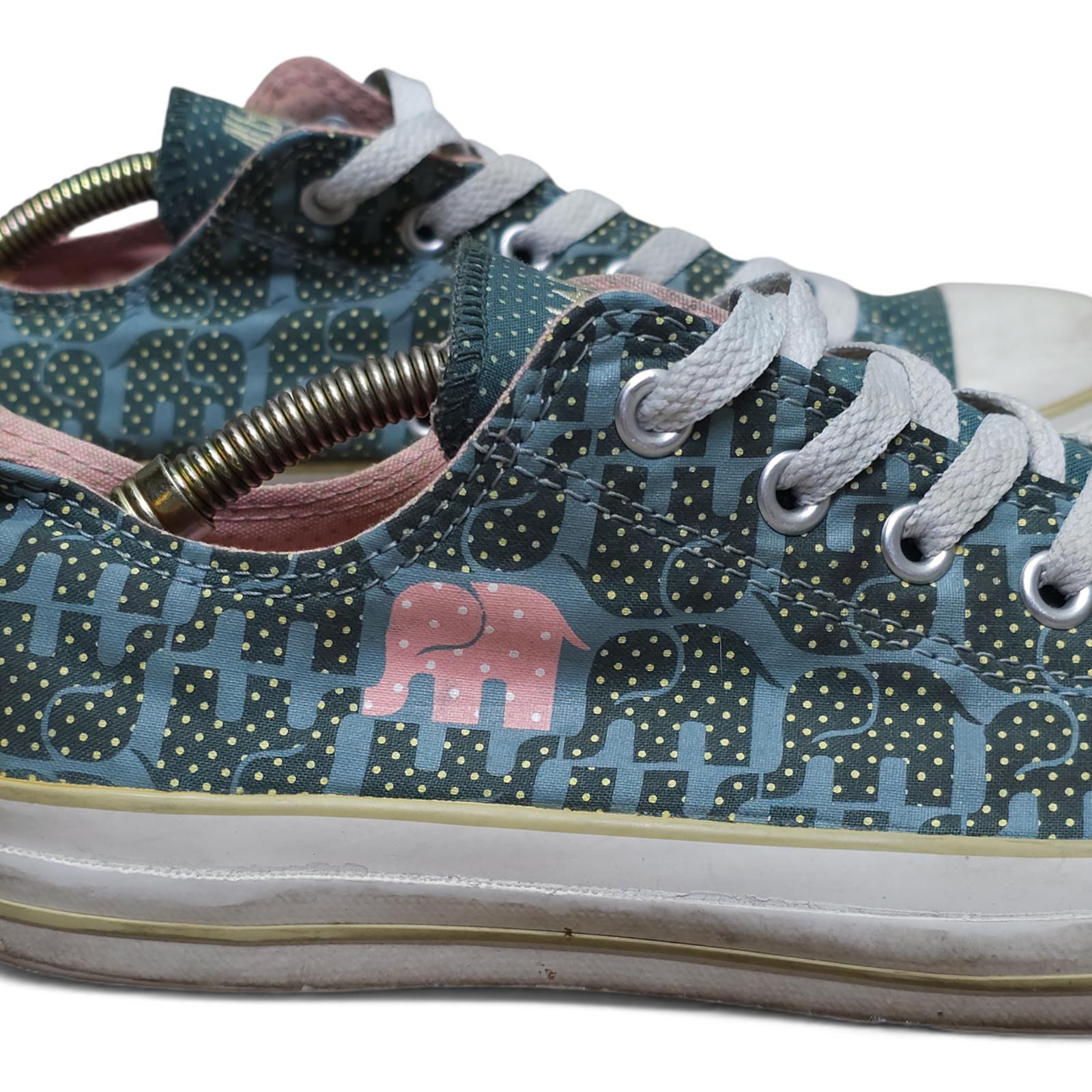 Converse All Star Chuck Taylor Sneakers Blue Pink Polka Dot Elephant - Size 10W