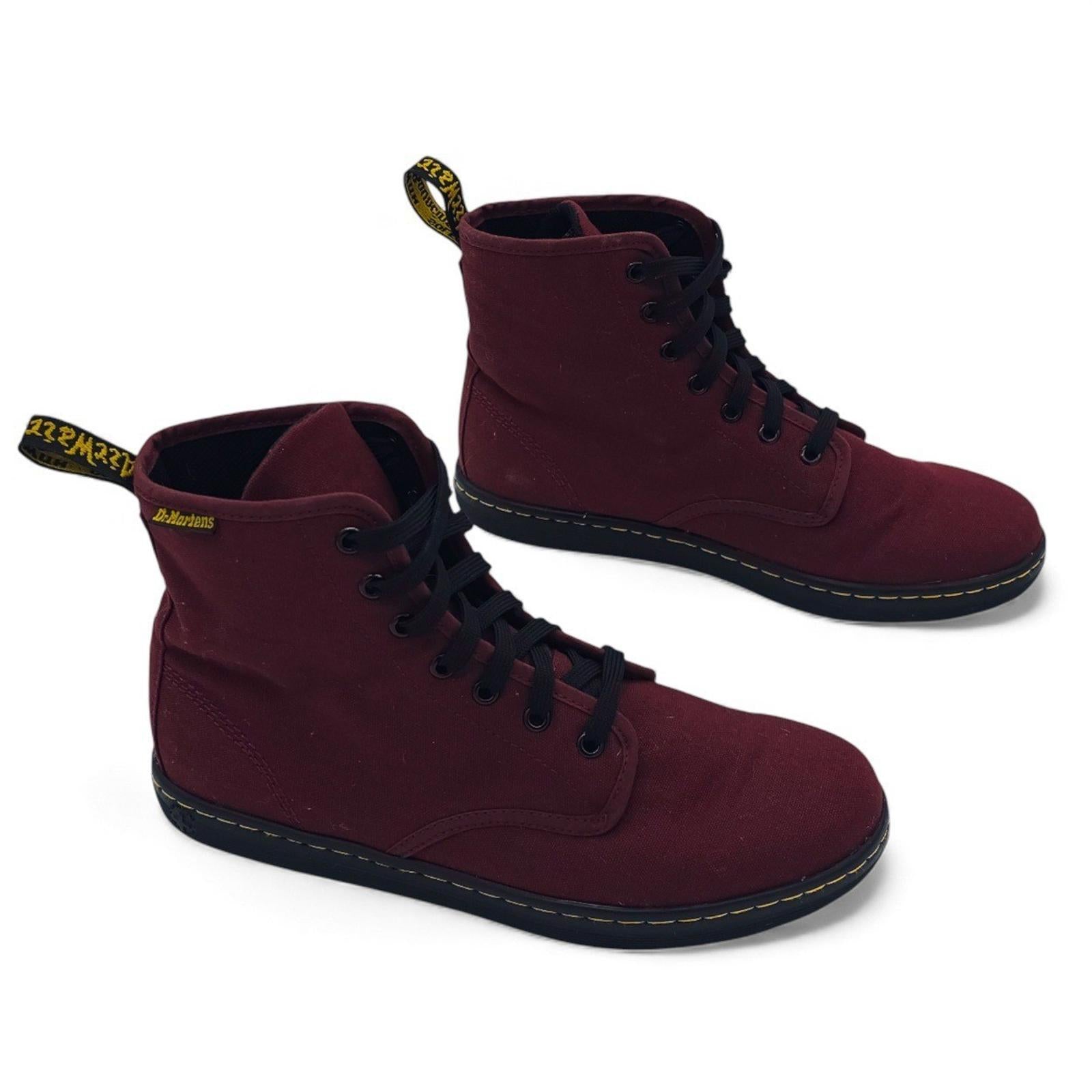 Dr Martens Shoreditch Burgundy Canvas Lace Up Combat Boots Womens Size US 10