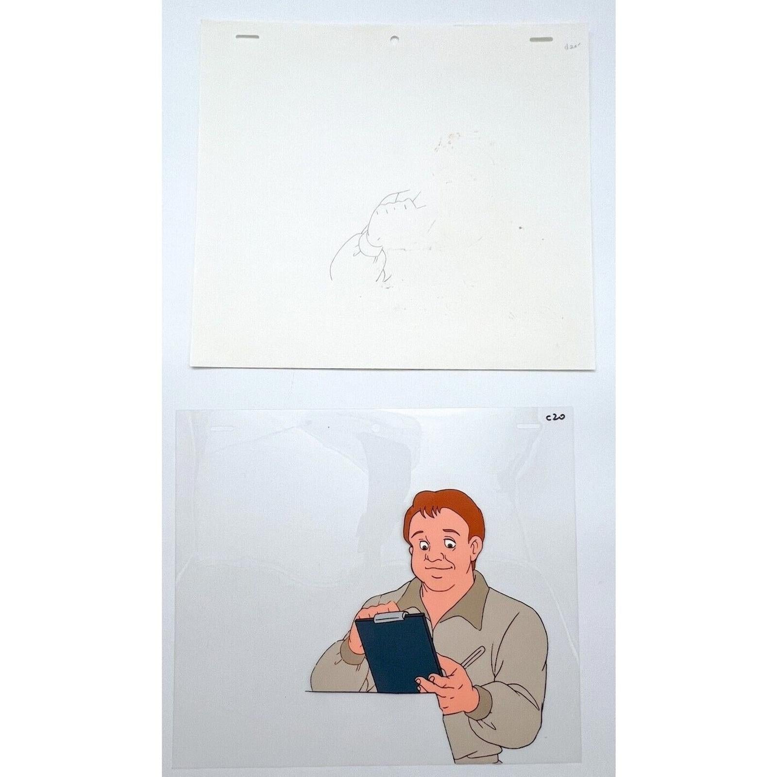 Real Ghostbusters Authentic Animation Production Cel & Drawing Ray Stantz C20 by Dic