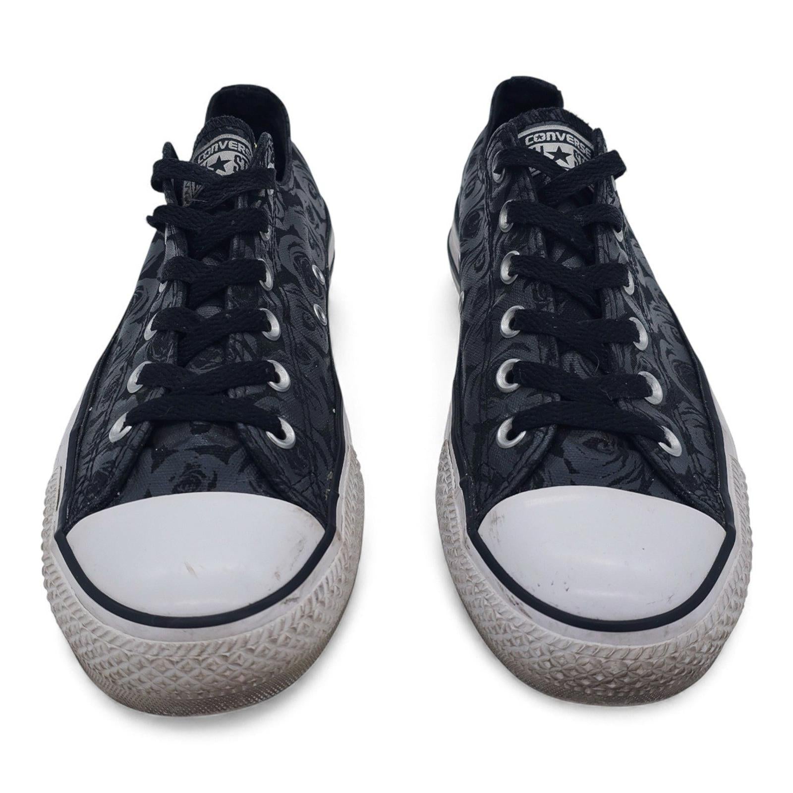 Converse Chuck Taylor All Star Low Top Rose Print Black Sneakers Shoes Womens 10