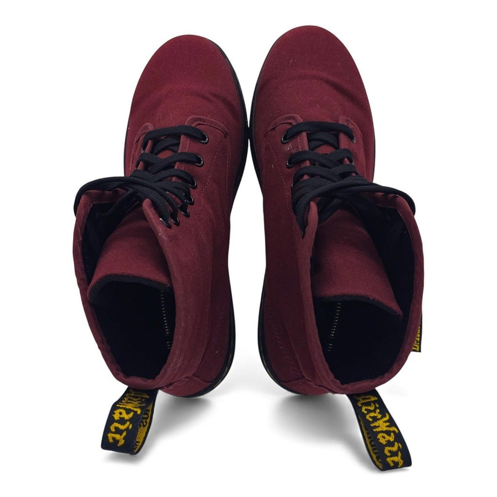 Dr Martens Shoreditch Burgundy Canvas Lace Up Combat Boots Womens Size US 10