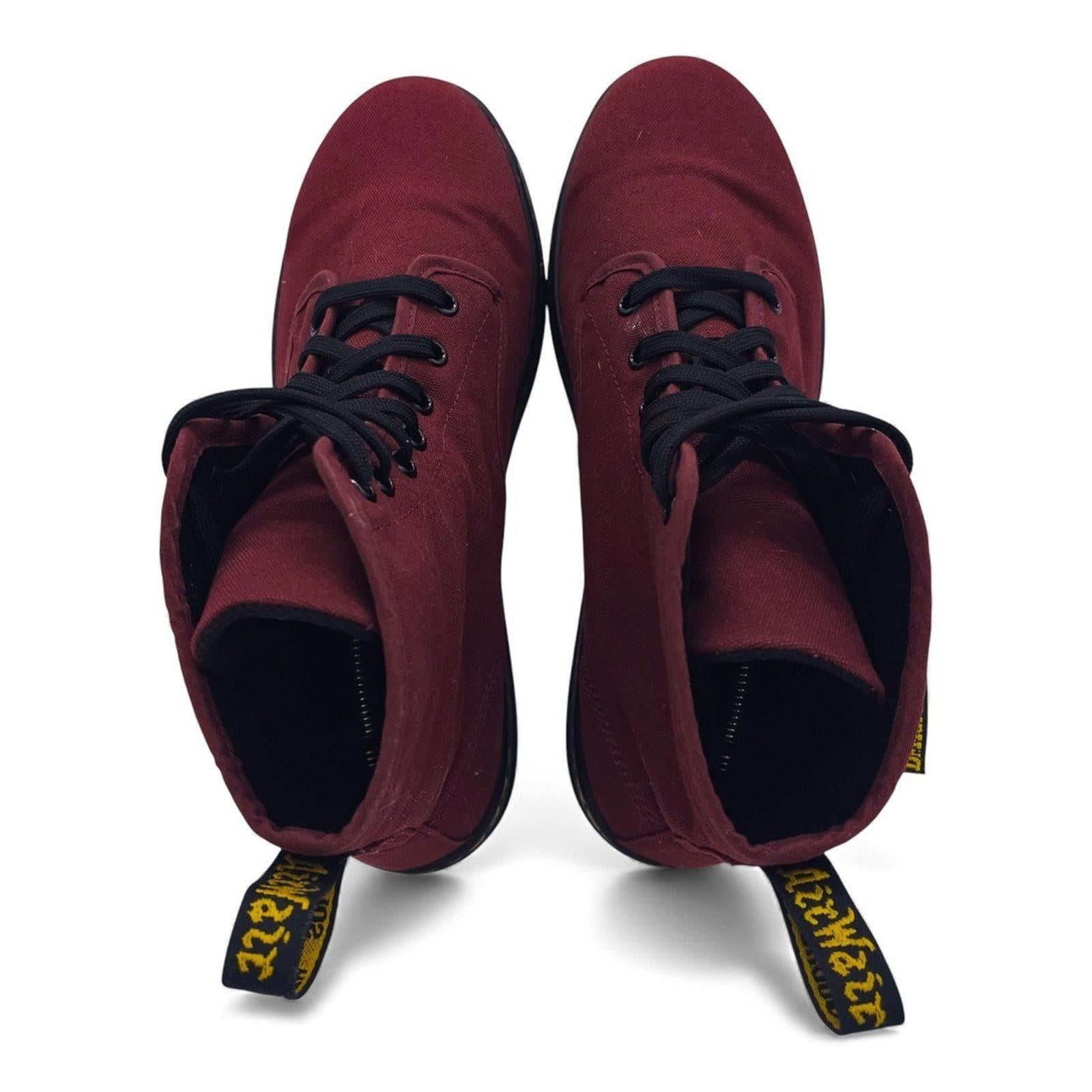 Dr Martens Shoreditch Burgundy Canvas Lace Up Combat Boots Womens Size US 10
