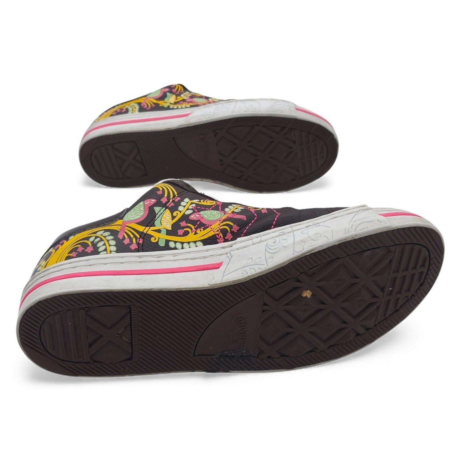 Converse All Star Low Top Sneakers Brown Floral Birds Print Women's 10