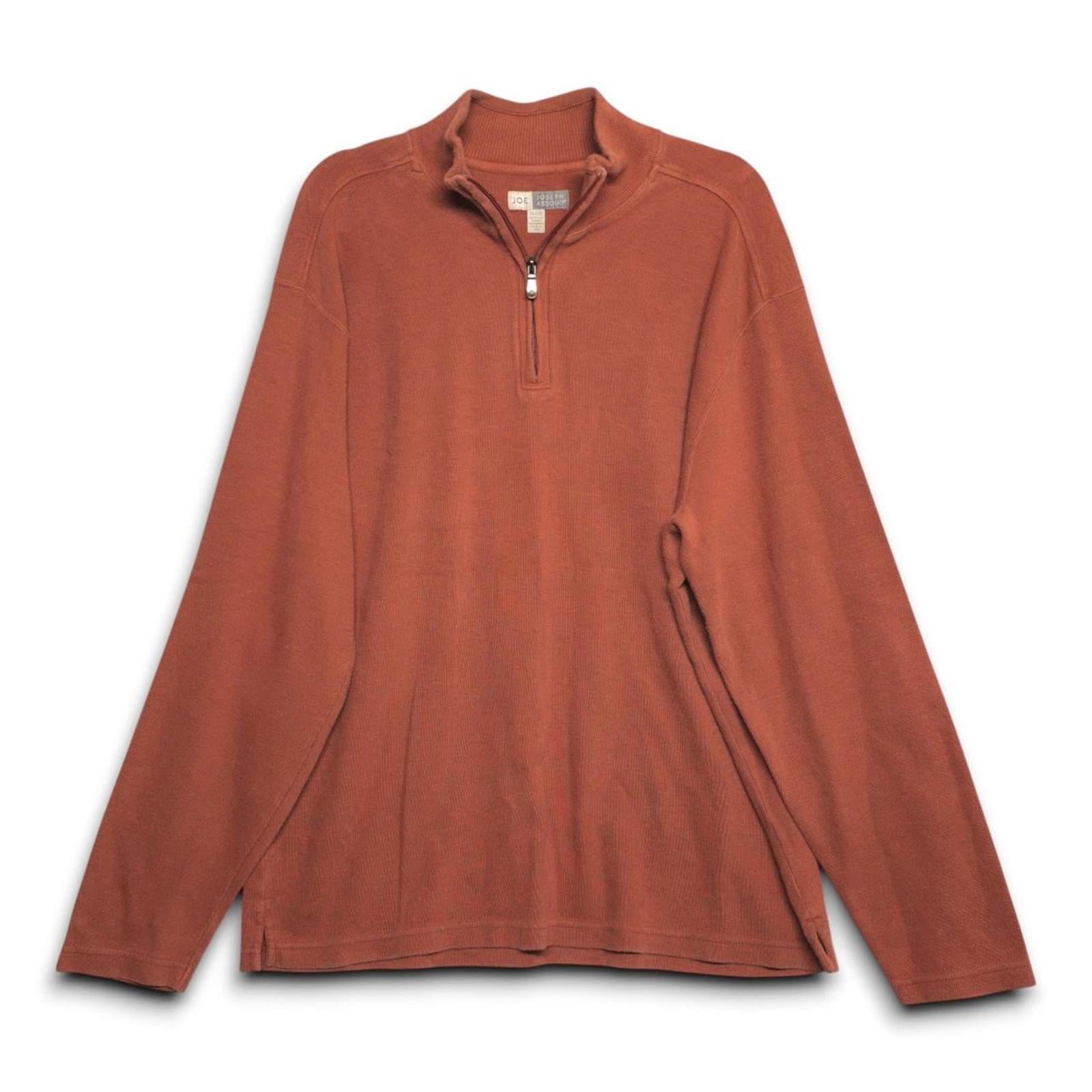 Joseph Abboud Men's Quarter Zip Pullover Sweater Rust Orange XL