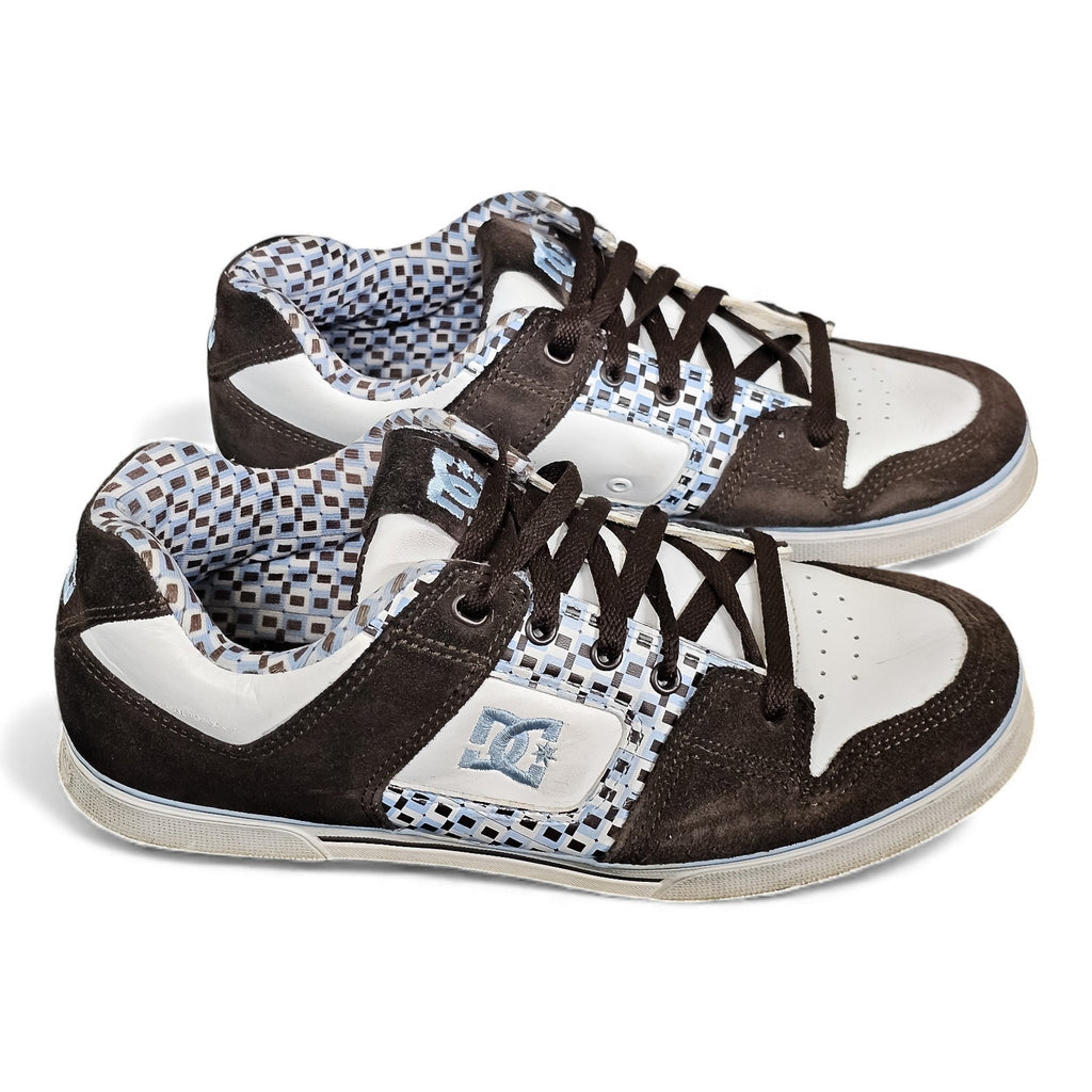 Vintage DC Shoes Low Top Brown White Checkerboard Accents Rare 8.5m/10w by DC Shoes