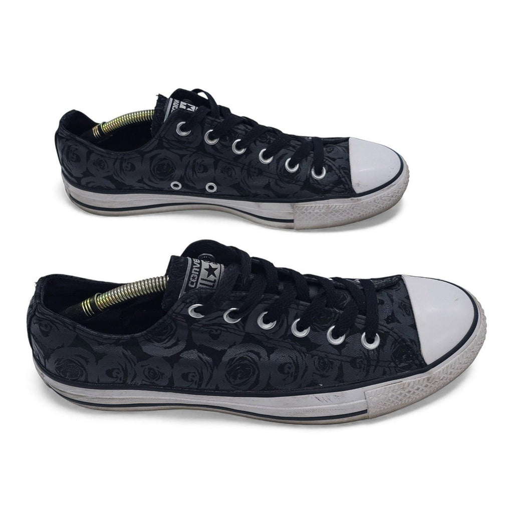 Converse Chuck Taylor All Star Low Top Rose Print Black Sneakers Shoes Womens 10