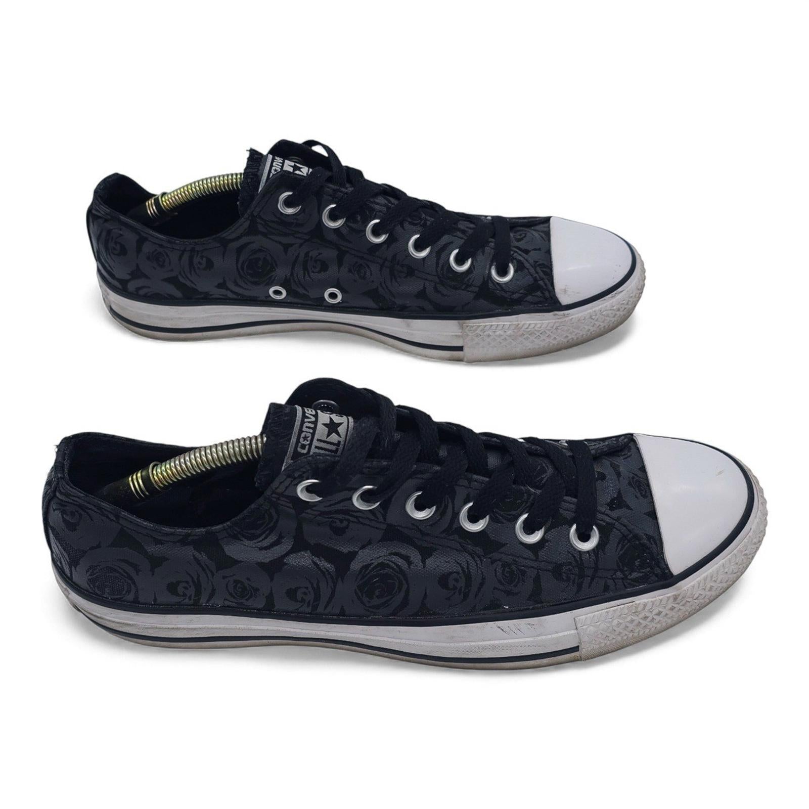 Converse Chuck Taylor All Star Low Top Rose Print Black Sneakers Shoes Womens 10