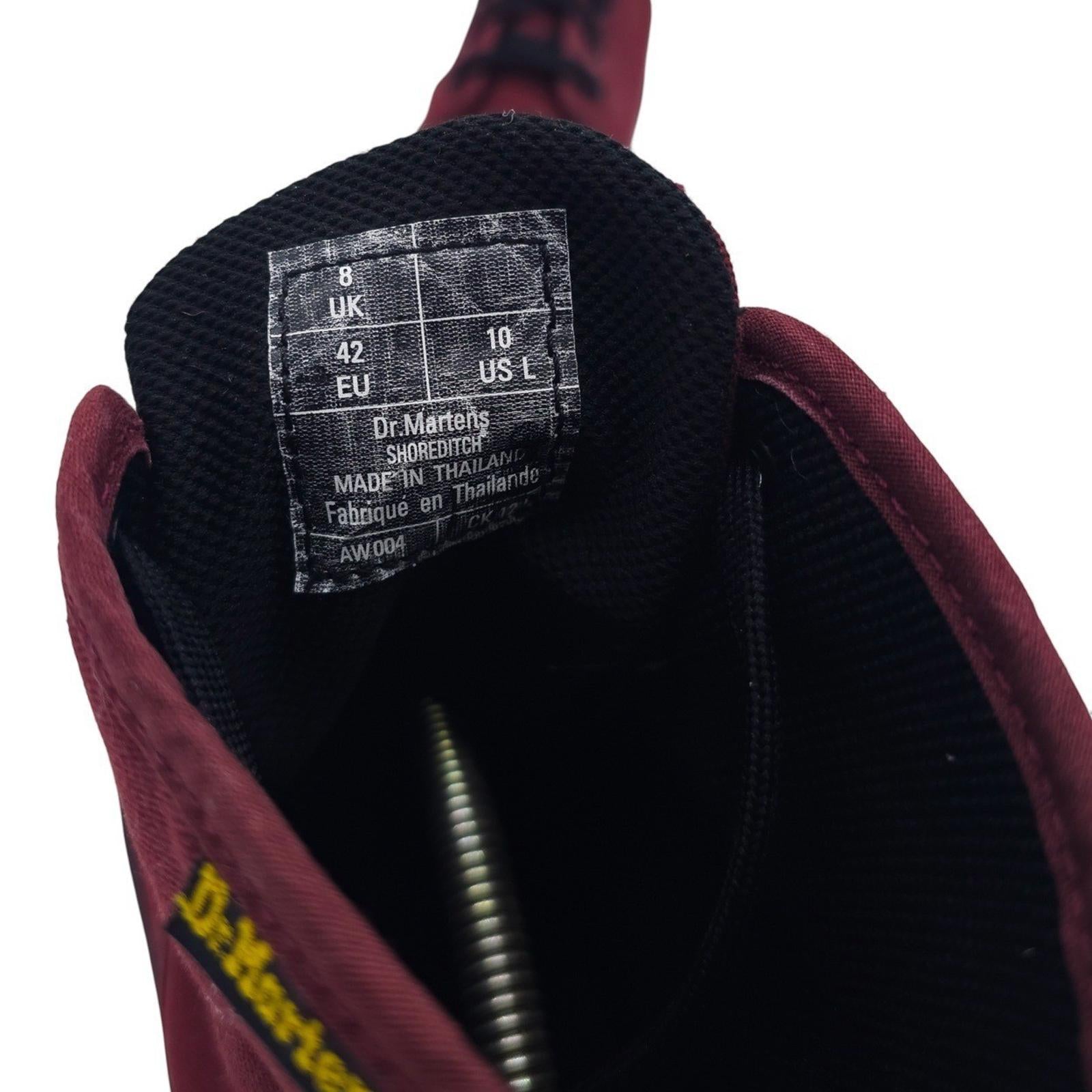 Dr Martens Shoreditch Burgundy Canvas Lace Up Combat Boots Womens Size US 10