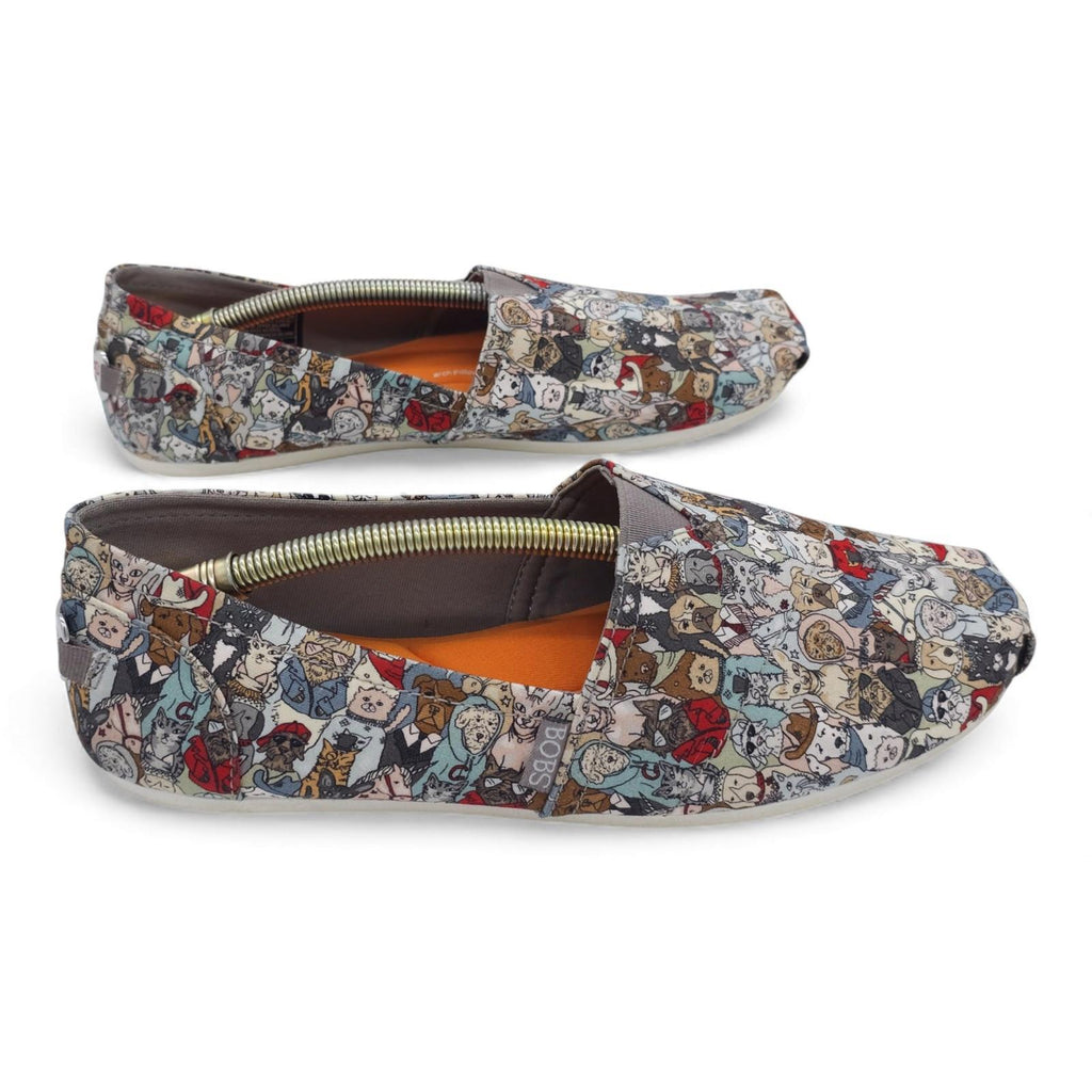 BOBS for Dogs Skechers Slip On Shoes Memory Foam Cat Dog Print Women's Size 9.5