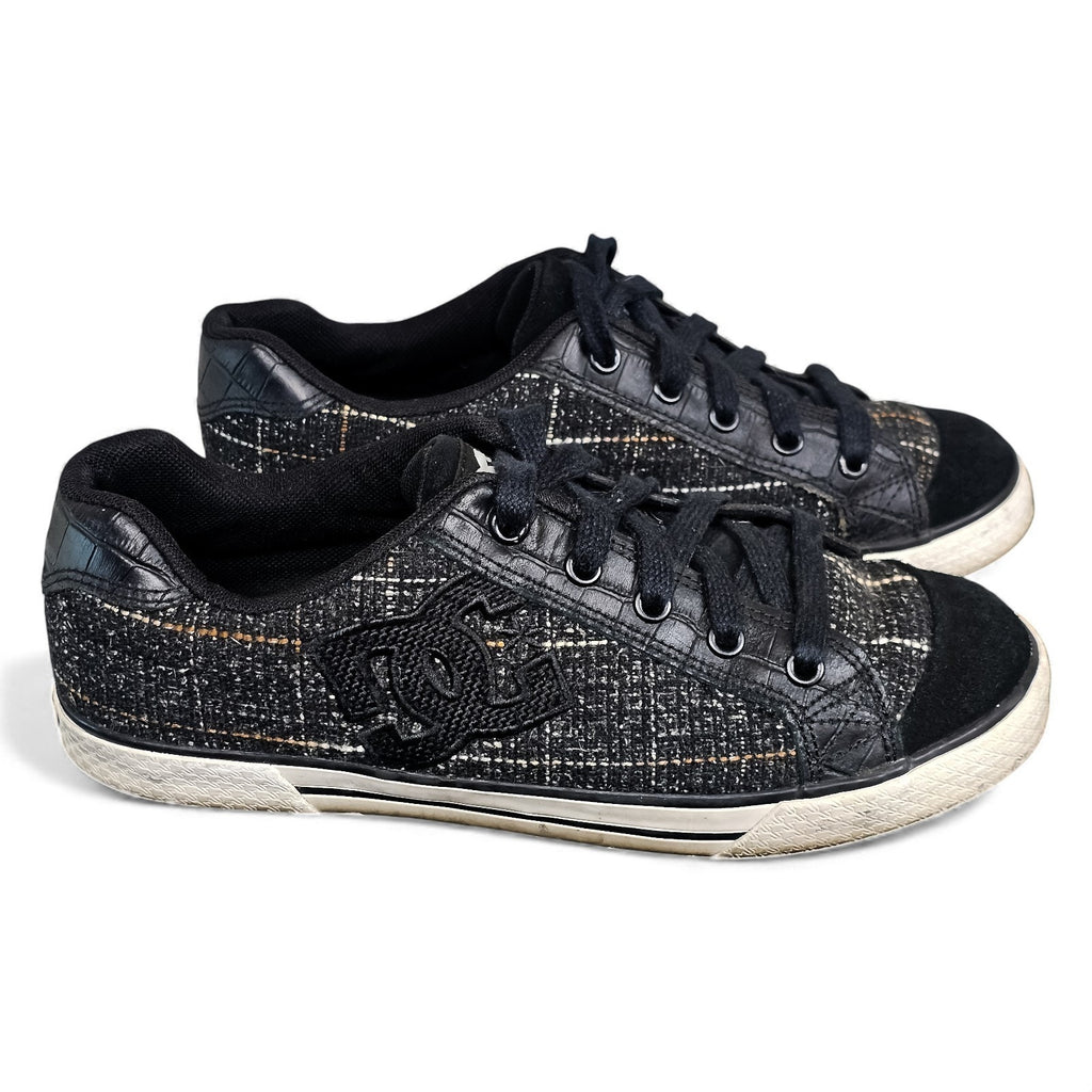 Vintage DC Shoes Low Top Sneakers Blk/Gray Plaid Rare 8.5m/10w by DC Shoes