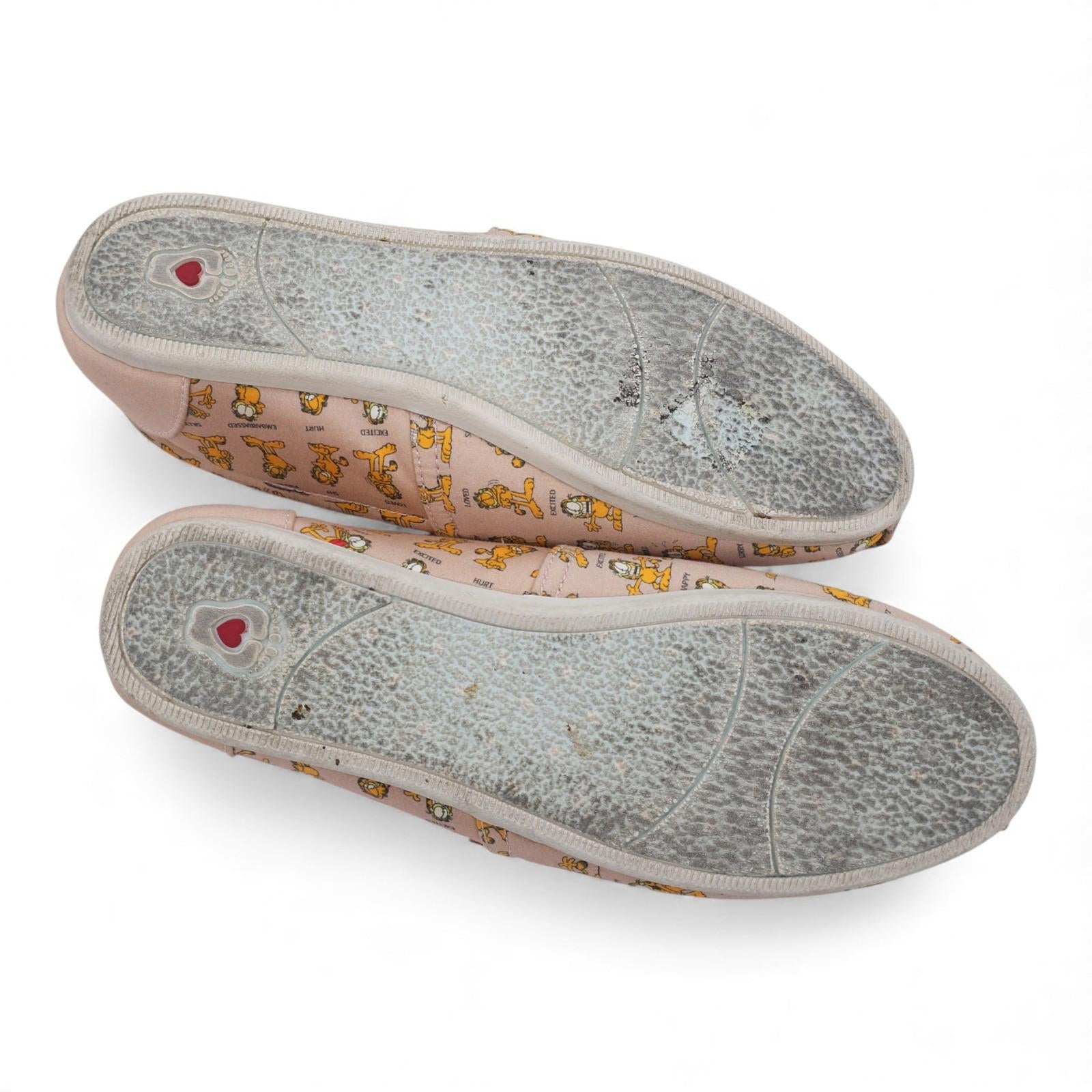 BOBS Skechers Flats Garfield Cartoon Print Pink Memory Foam Slip On Womens 9.5