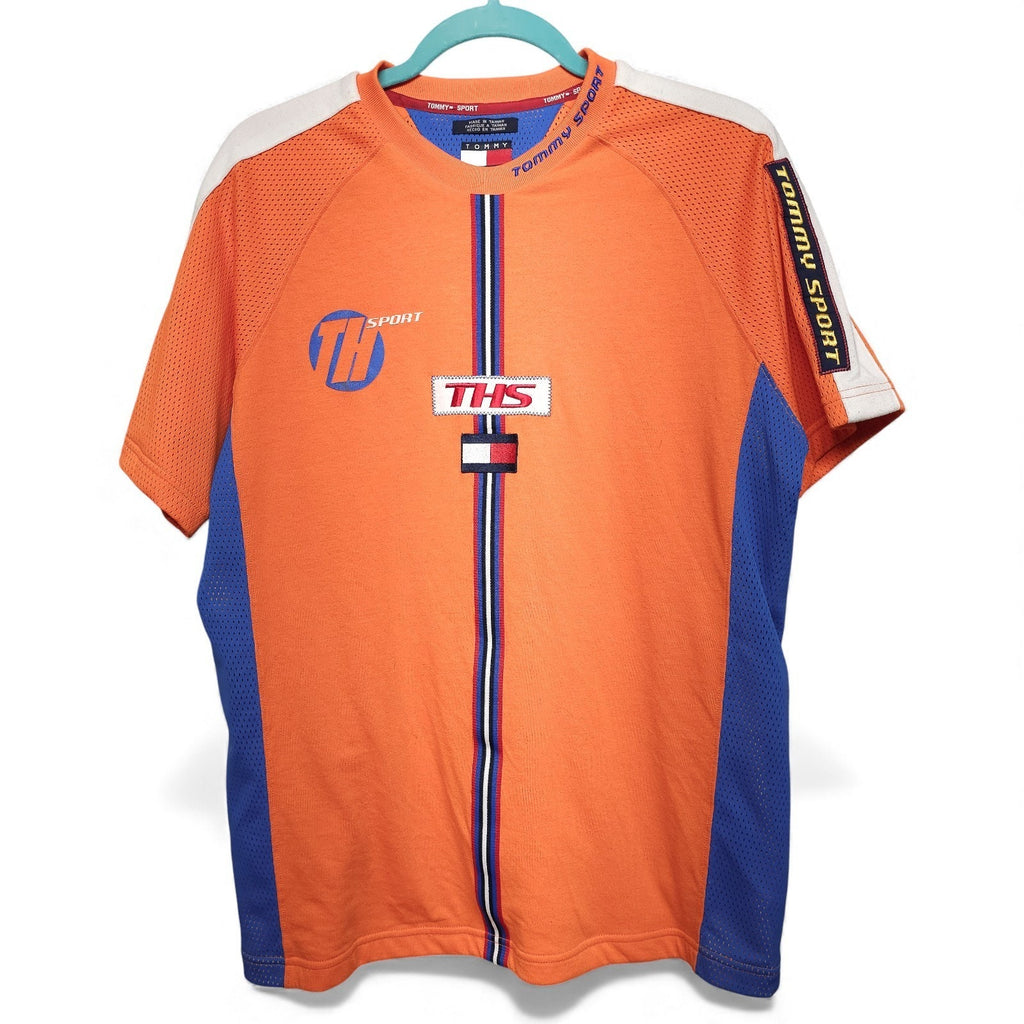 Vintage Tommy Jeans Tommy Sport Orange Blue T-Shirt Jersey 85 Adult M by Tommy Hilfiger