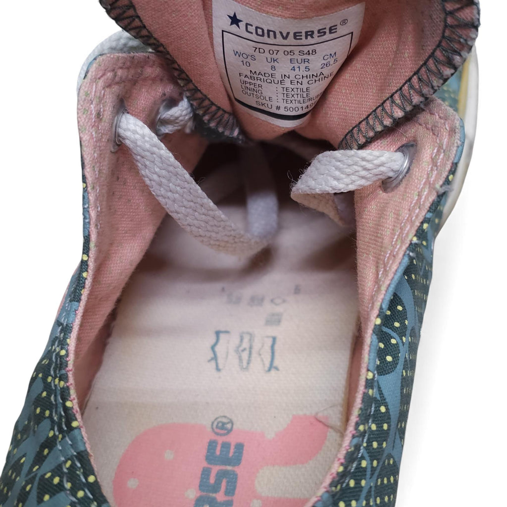 Converse All Star Chuck Taylor Sneakers Blue Pink Polka Dot Elephant - Size 10W