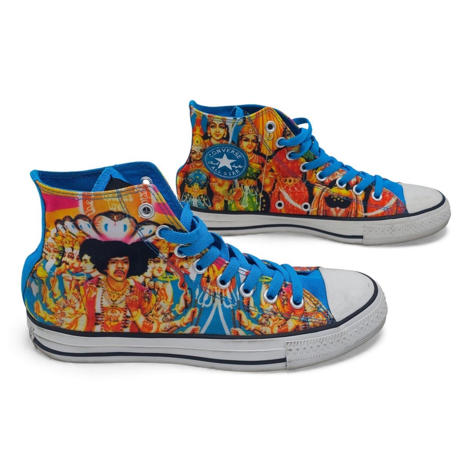 Converse Chuck Taylor All Star High Top Jimi Hendrix Graphic Print Blue Shoes M8