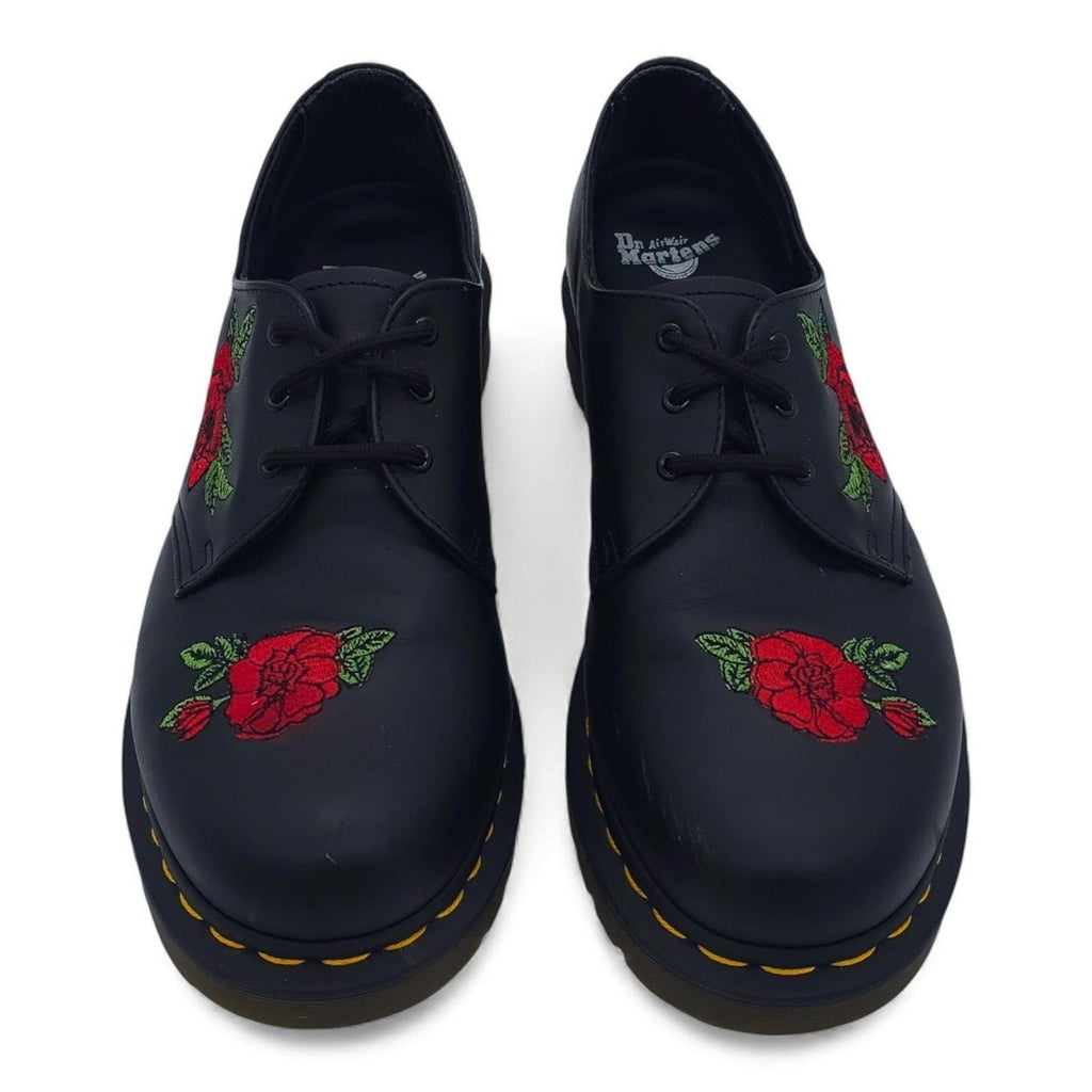 Dr Martens 1461 Black Leather Rose Embroidered Lace Up Oxford Shoes Womens 10 US
