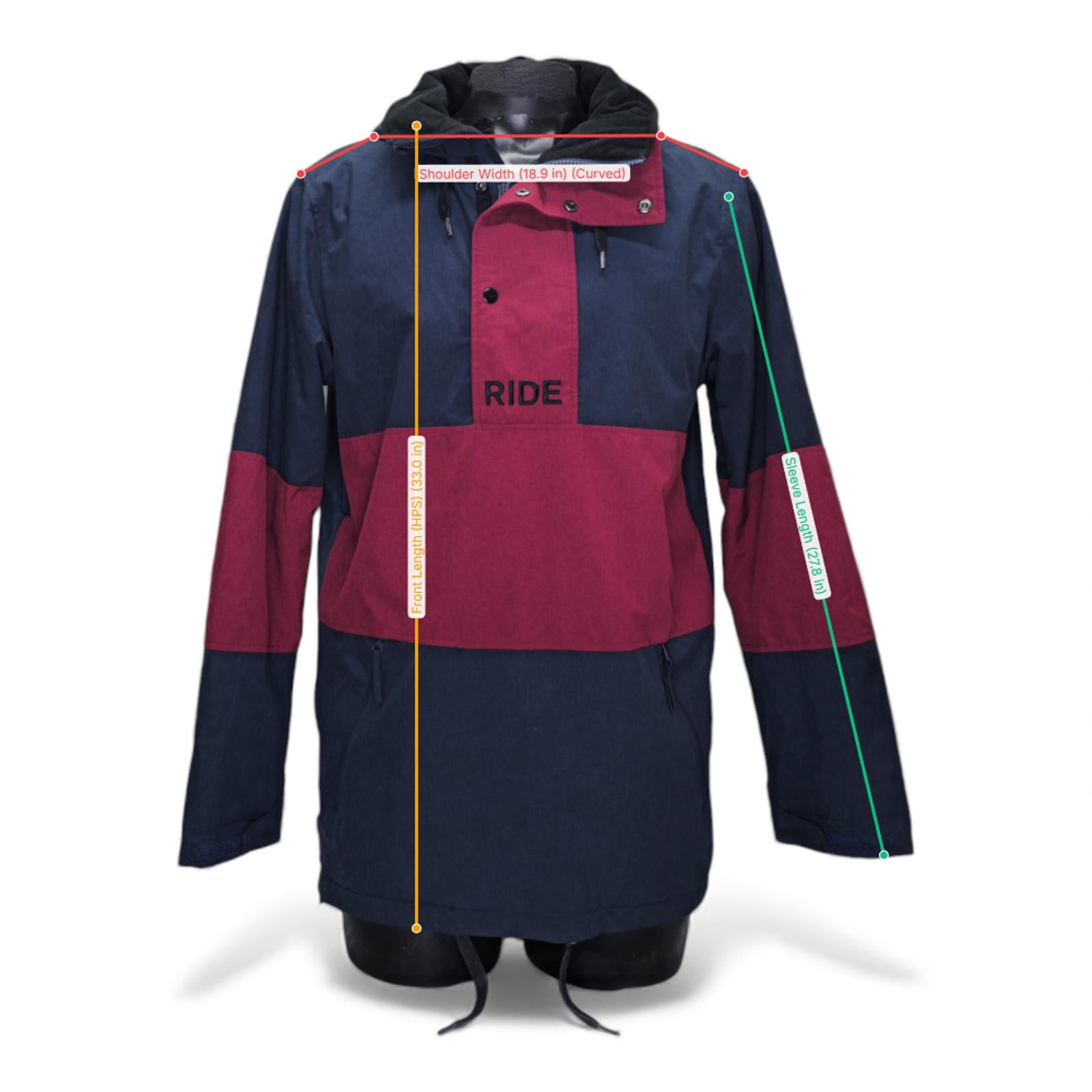 Ride Snowboard Company Men's Ski & Snowboard Jacket - Navy and Burgundy