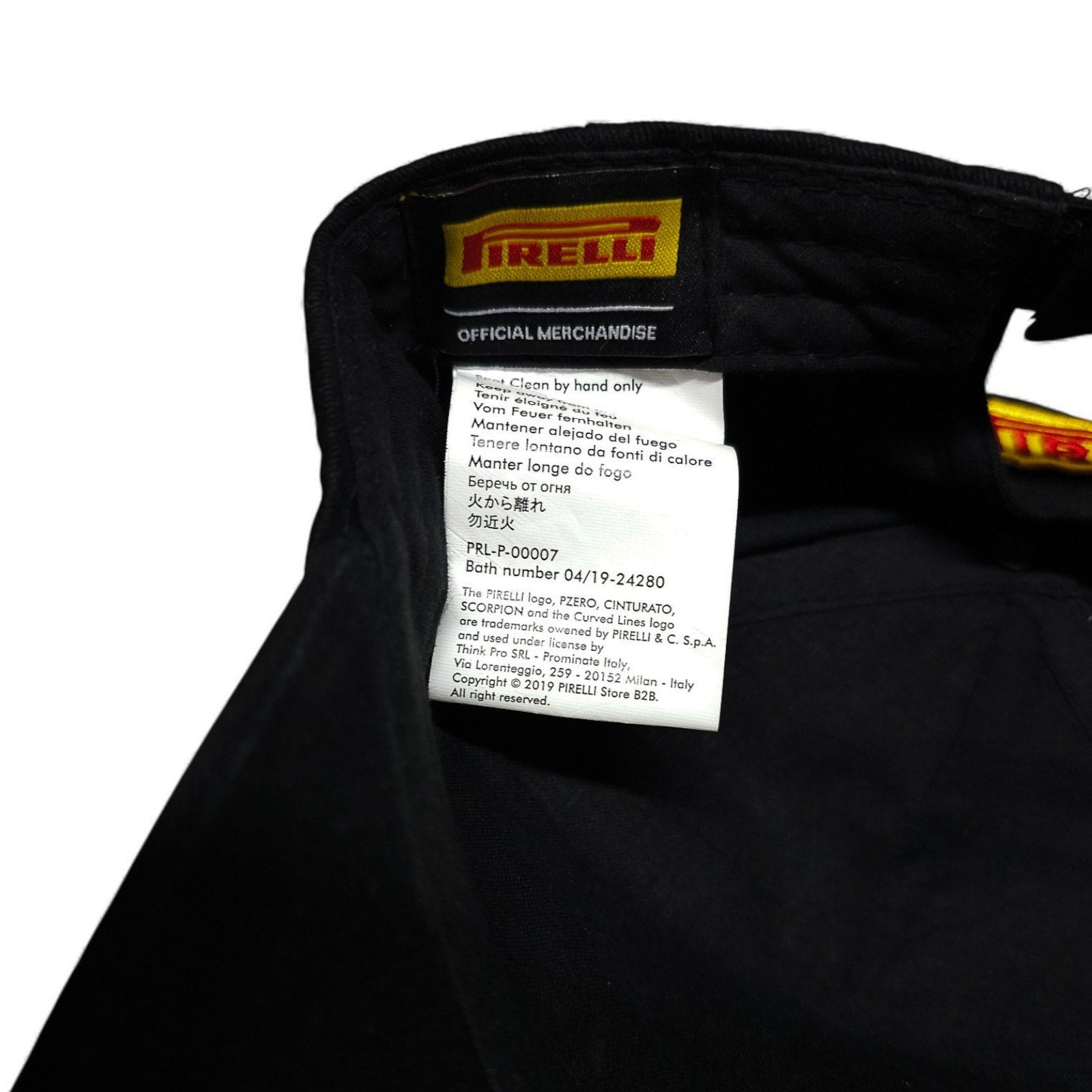 Pirelli Tires Logo F1 Racing Black Hat Adjustable Baseball Cap by Pirelli