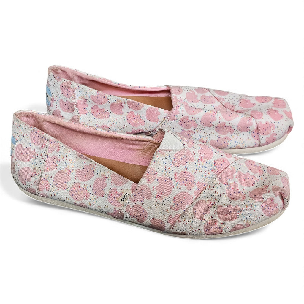 TOM'S Classic Pink Canvas Elephant Sprinkles Slip On Flats 9.5w by TOMS