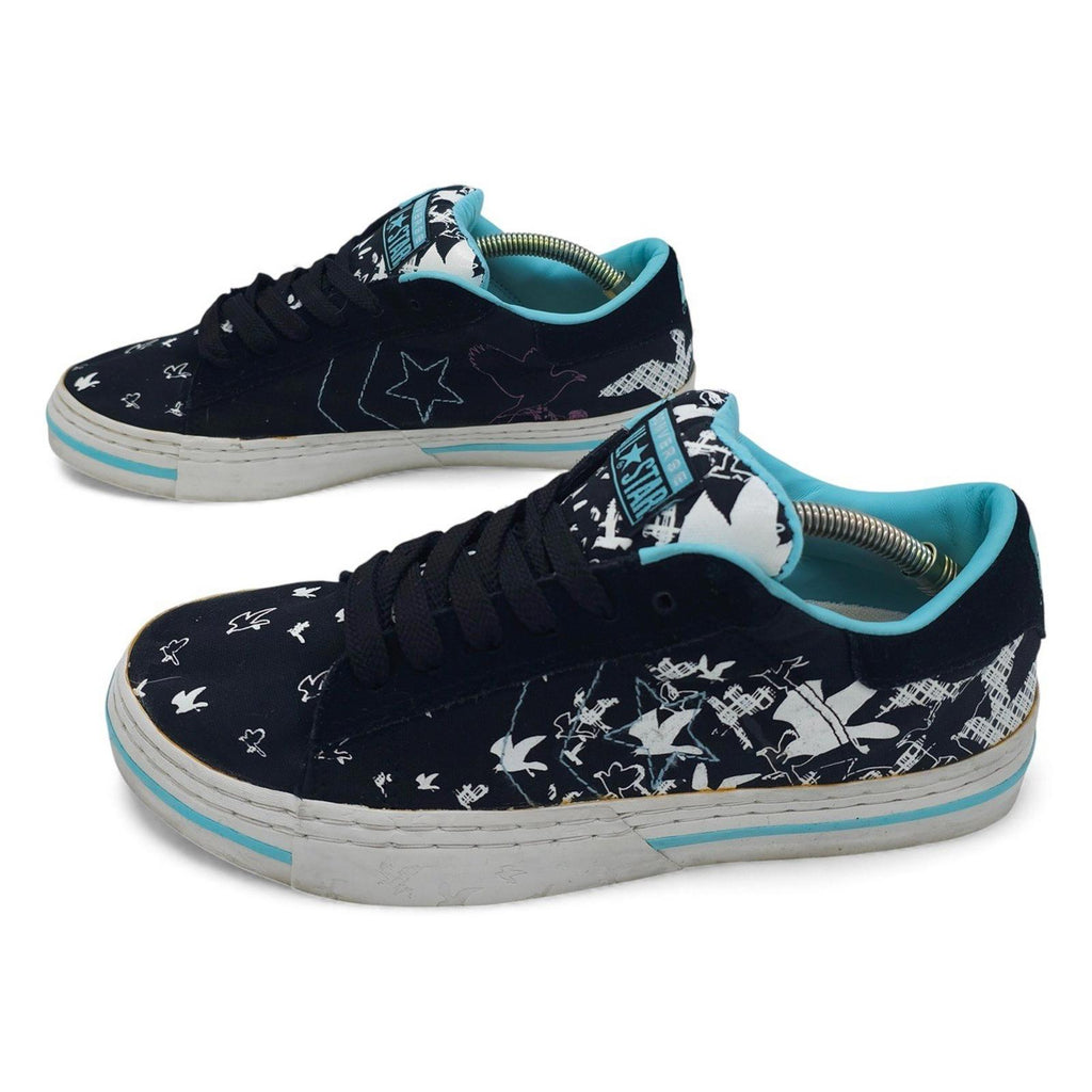 Converse All Star Low Top Black Print Sneakers Shoes Womens Size 10