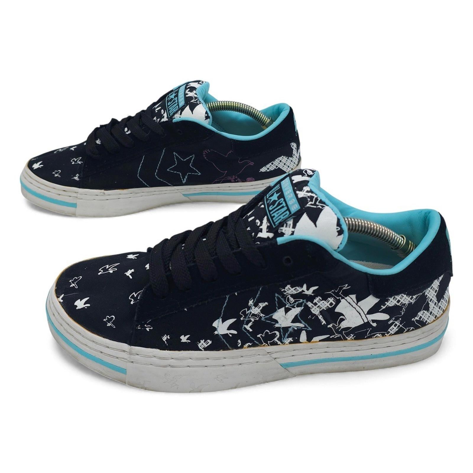 Converse All Star Low Top Black Print Sneakers Shoes Womens Size 10