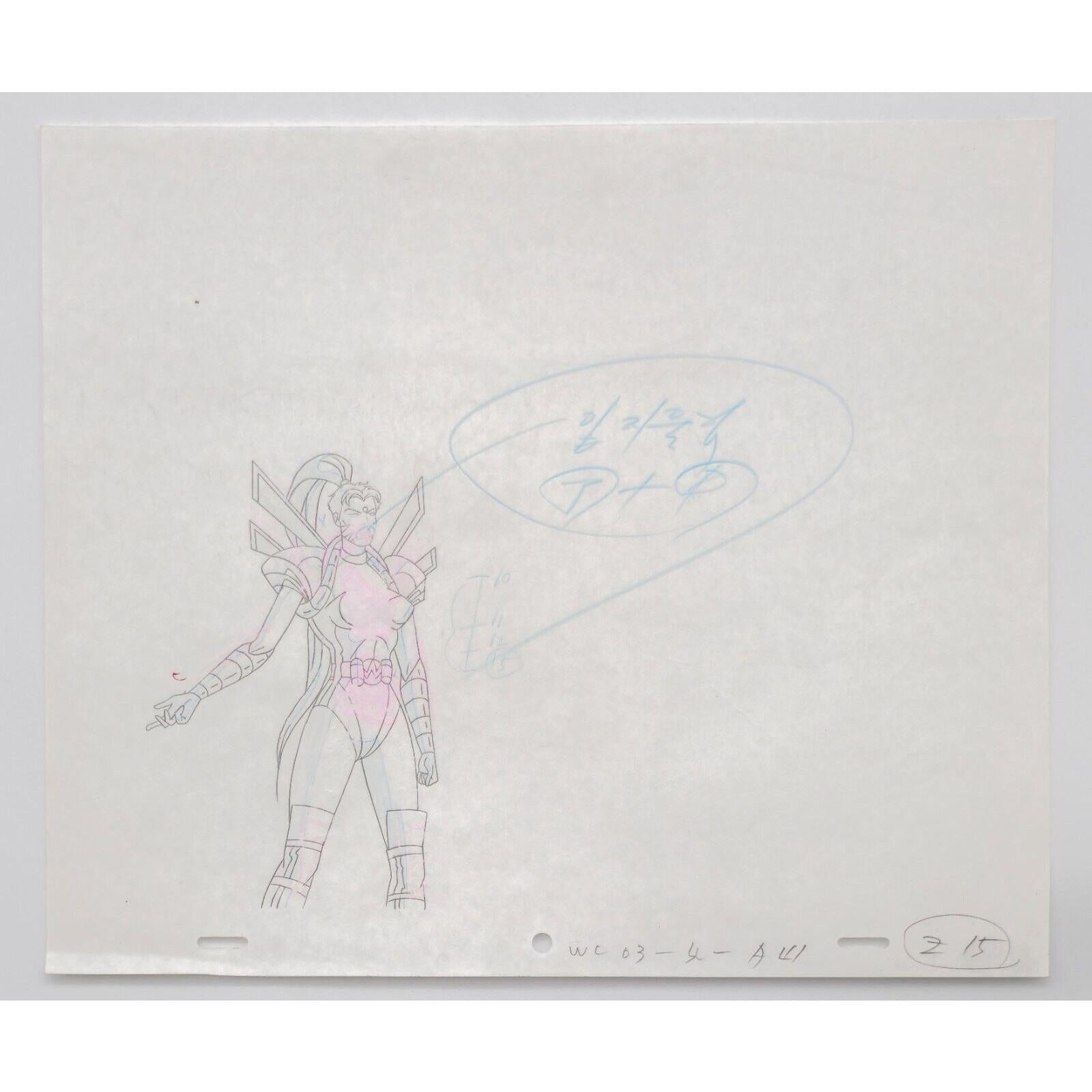 WILDCATS Authentic Animation Production Cel & Drawing Zealot by Dic