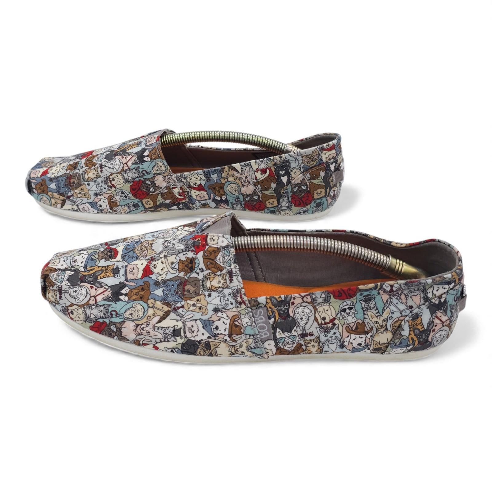 BOBS for Dogs Skechers Slip On Shoes Memory Foam Cat Dog Print Women's Size 9.5
