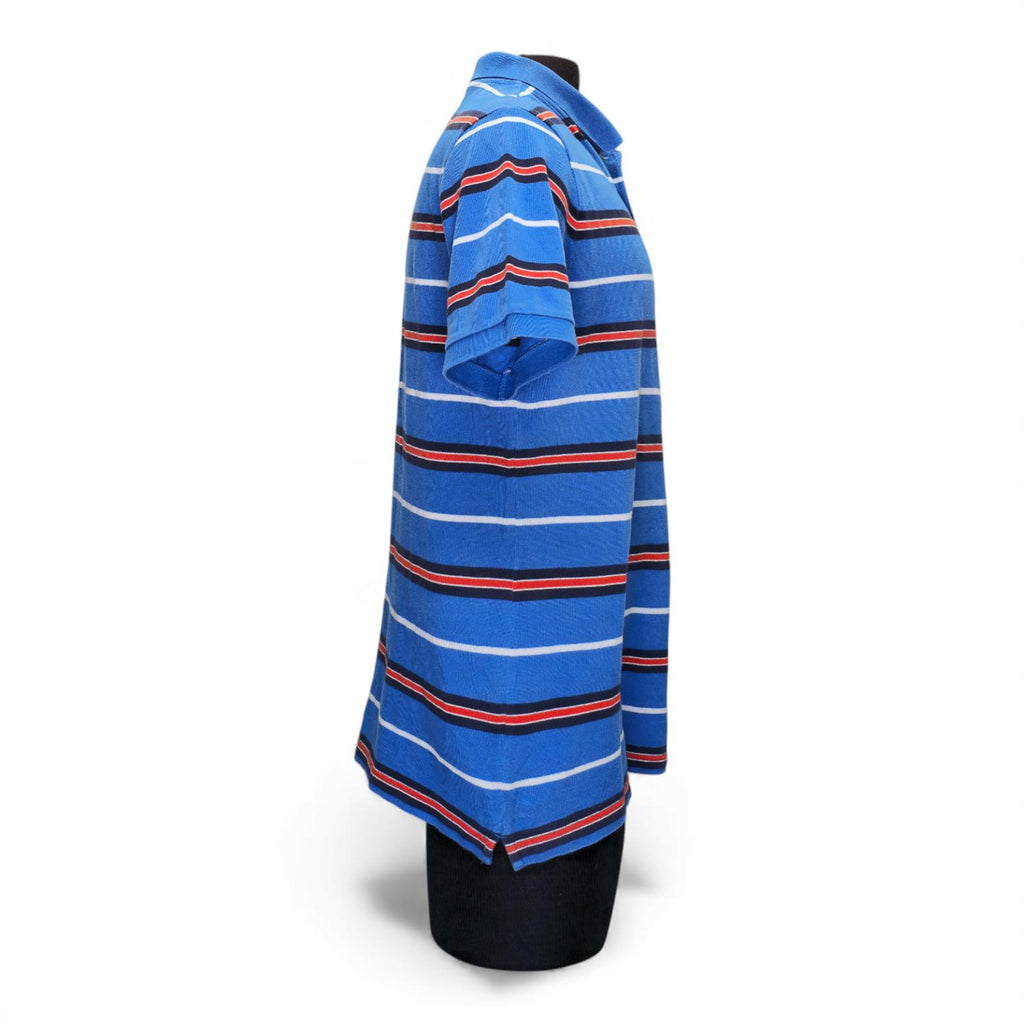 Chaps Men's Blue Black Red & White Striped Polo Shirt - L by Chaps