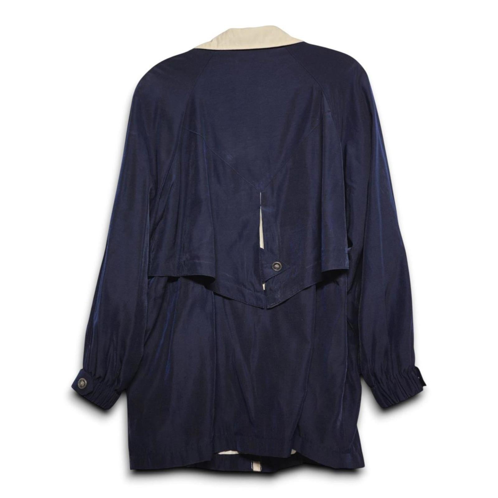 Jacqueline Ferrar Navy Beige Colorblock Lightweight Zip Up Jacket Medium