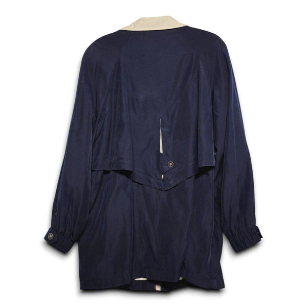 Jacqueline Ferrar Navy Beige Colorblock Lightweight Zip Up Jacket Medium