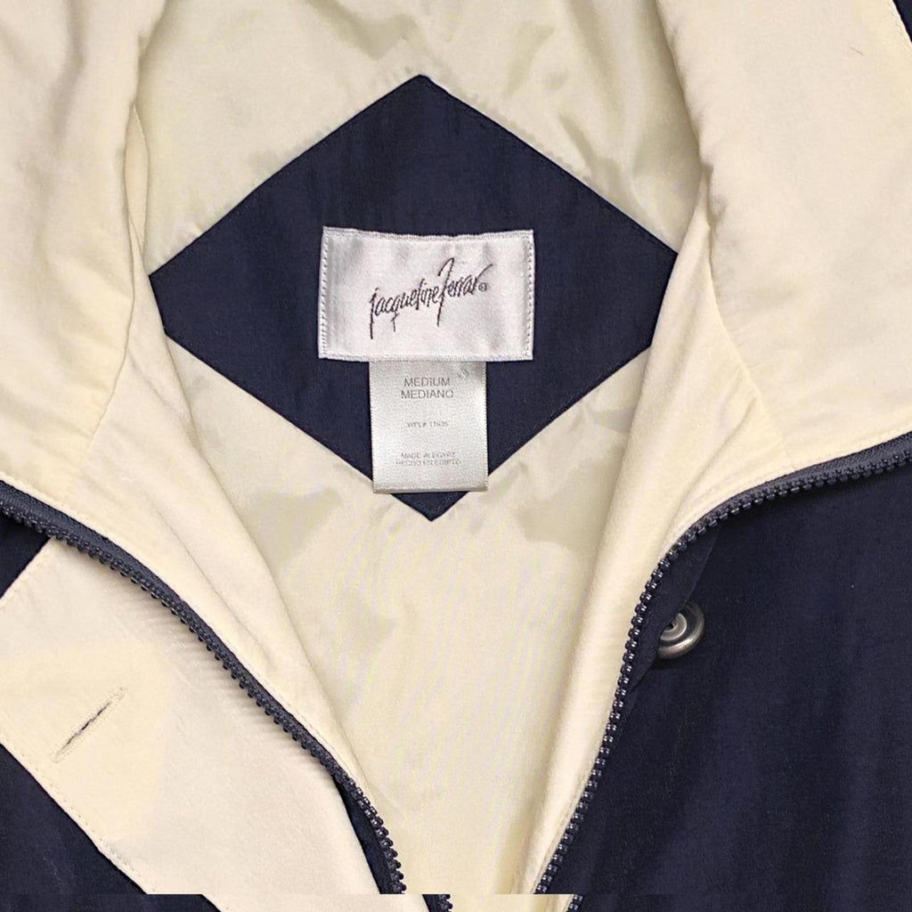 Jacqueline Ferrar Navy Beige Colorblock Lightweight Zip Up Jacket Medium