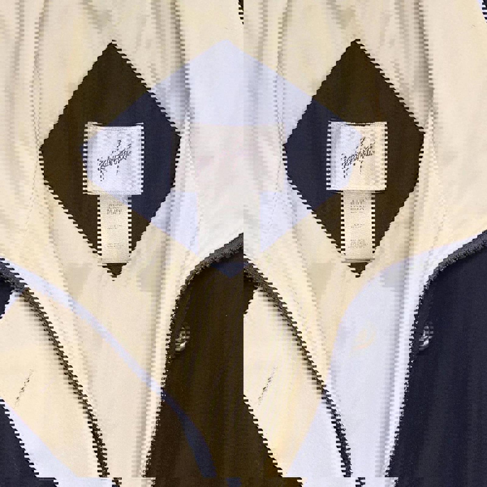 Jacqueline Ferrar Navy Beige Colorblock Lightweight Zip Up Jacket Medium