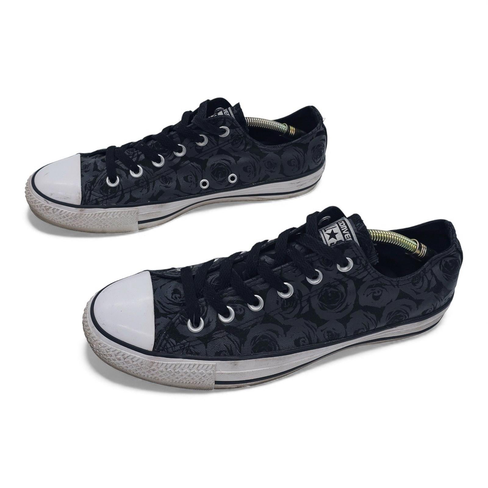 Converse Chuck Taylor All Star Low Top Rose Print Black Sneakers Shoes Womens 10