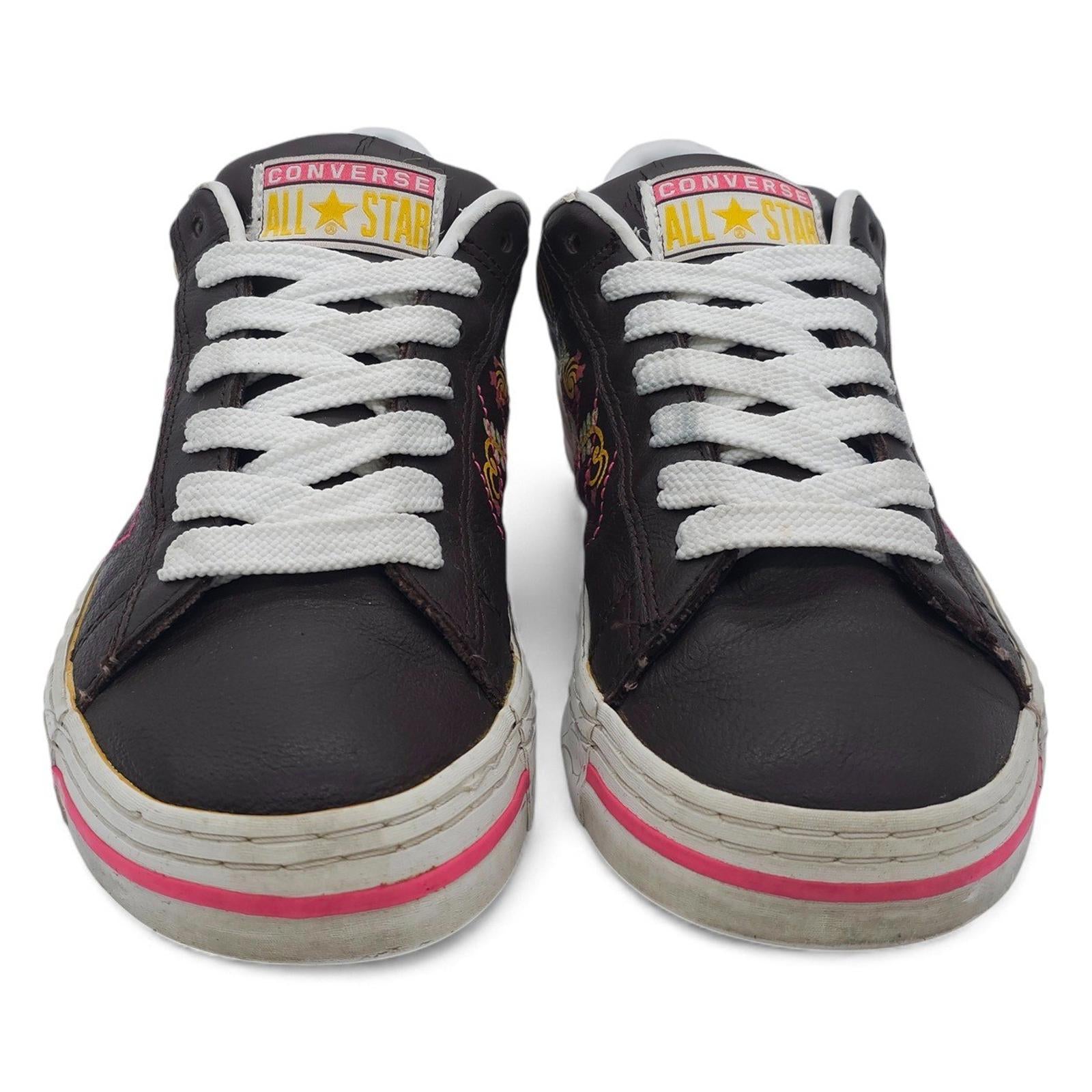 Converse All Star Low Top Sneakers Brown Floral Birds Print Women's 10