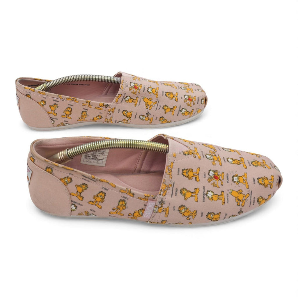 BOBS Skechers Flats Garfield Cartoon Print Pink Memory Foam Slip On Womens 9.5