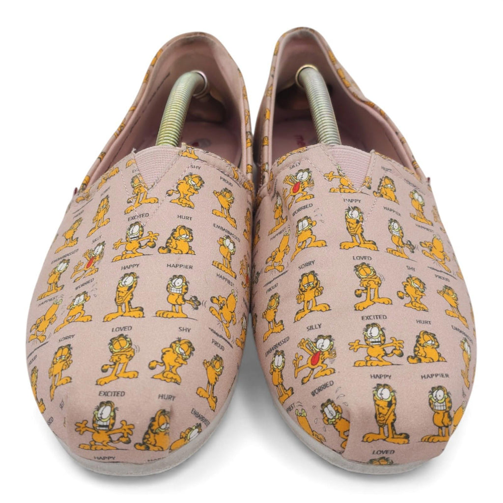 BOBS Skechers Flats Garfield Cartoon Print Pink Memory Foam Slip On Womens 9.5