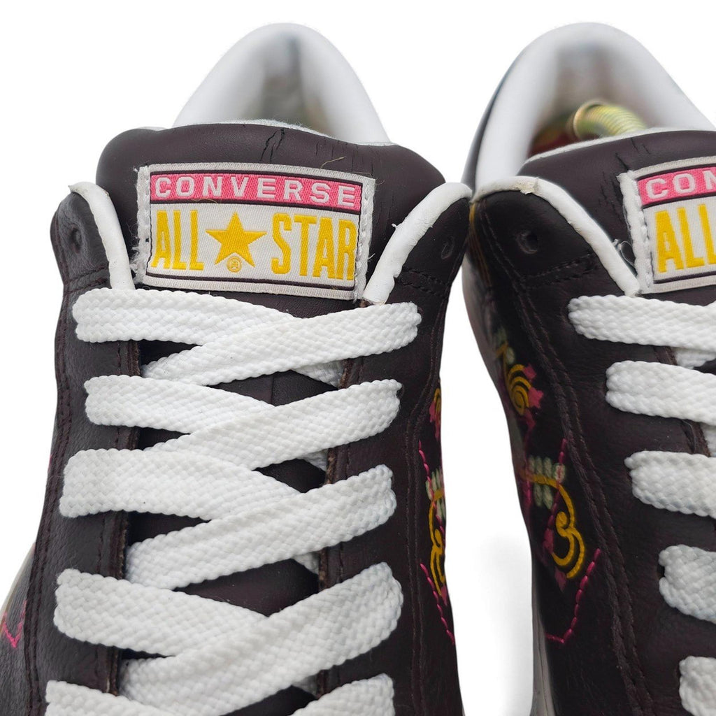 Converse All Star Low Top Sneakers Brown Floral Birds Print Women's 10