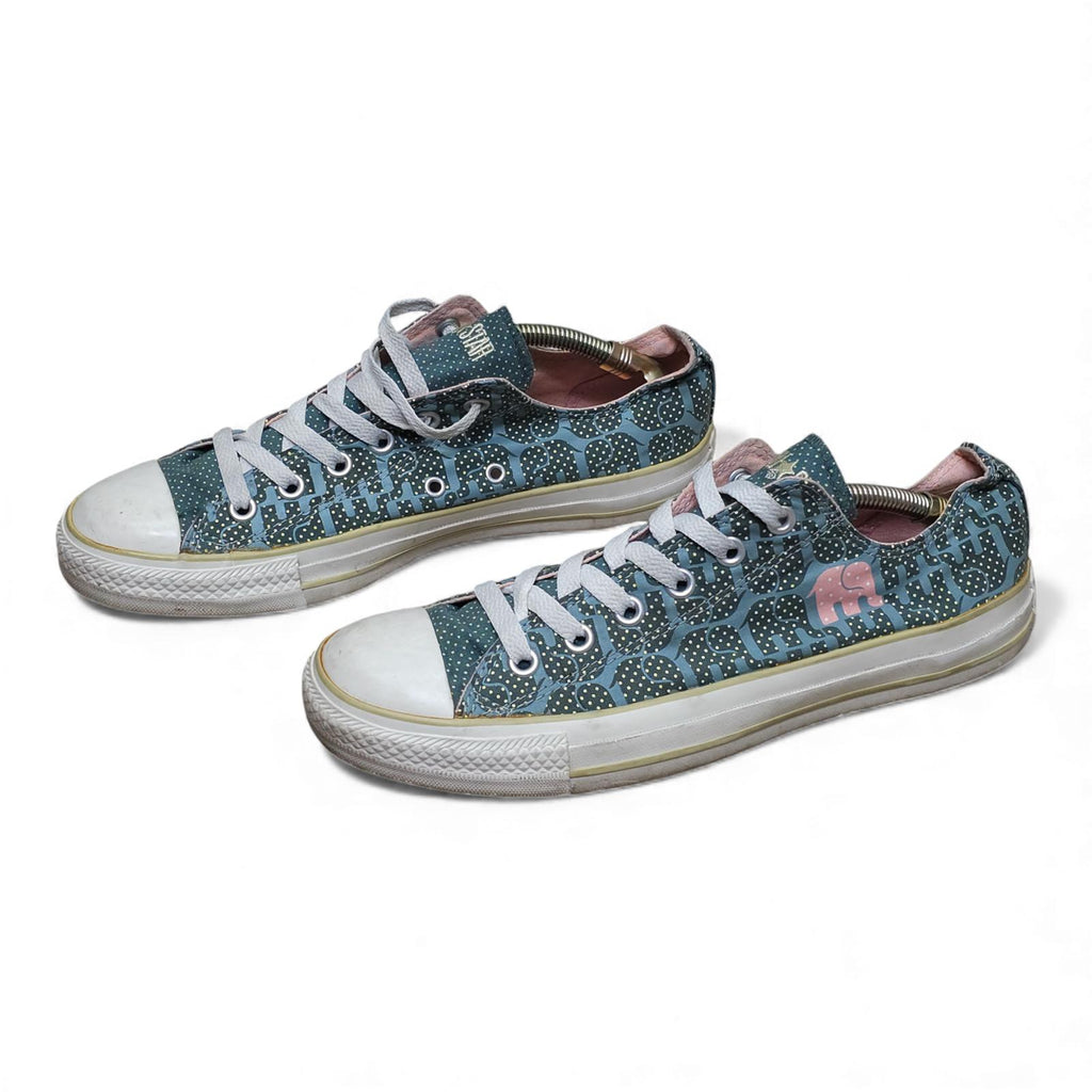 Converse All Star Chuck Taylor Sneakers Blue Pink Polka Dot Elephant - Size 10W