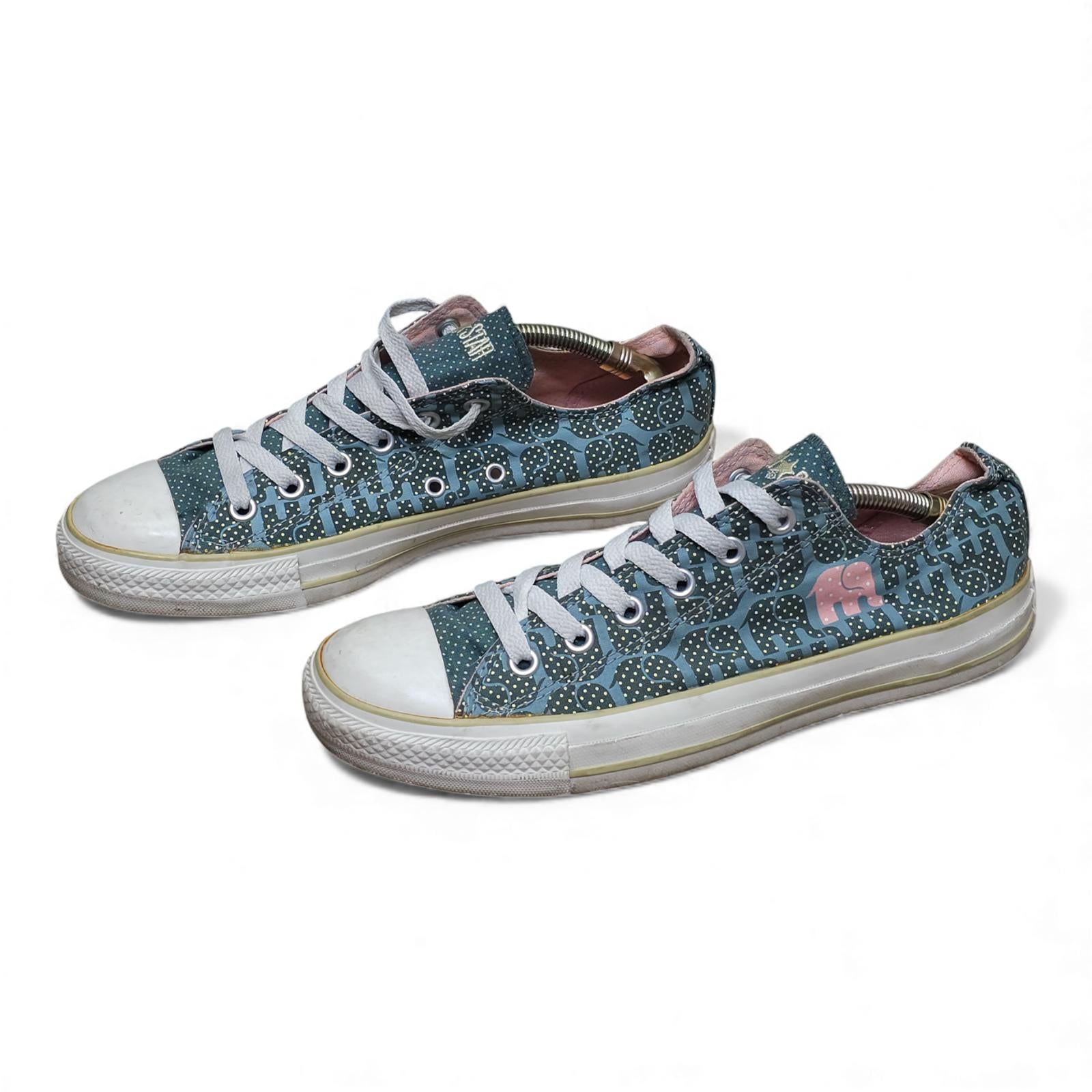 Converse All Star Chuck Taylor Sneakers Blue Pink Polka Dot Elephant - Size 10W