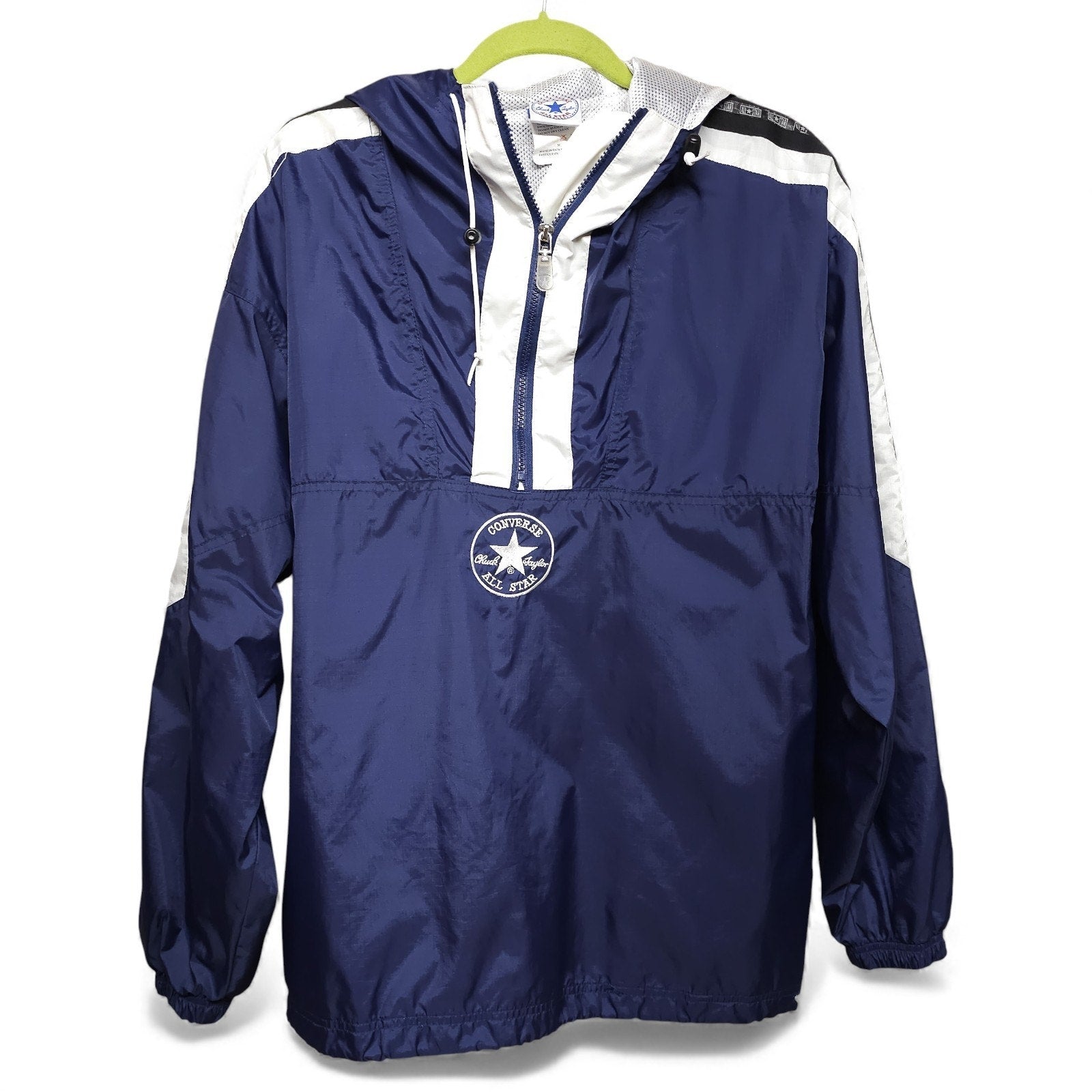 Vintage Converse All Star Windbreaker Blue White Jacket Adult M by Converse