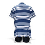 Chaps Men's Blue and Gray Striped Polo Shirt - L by Chaps
