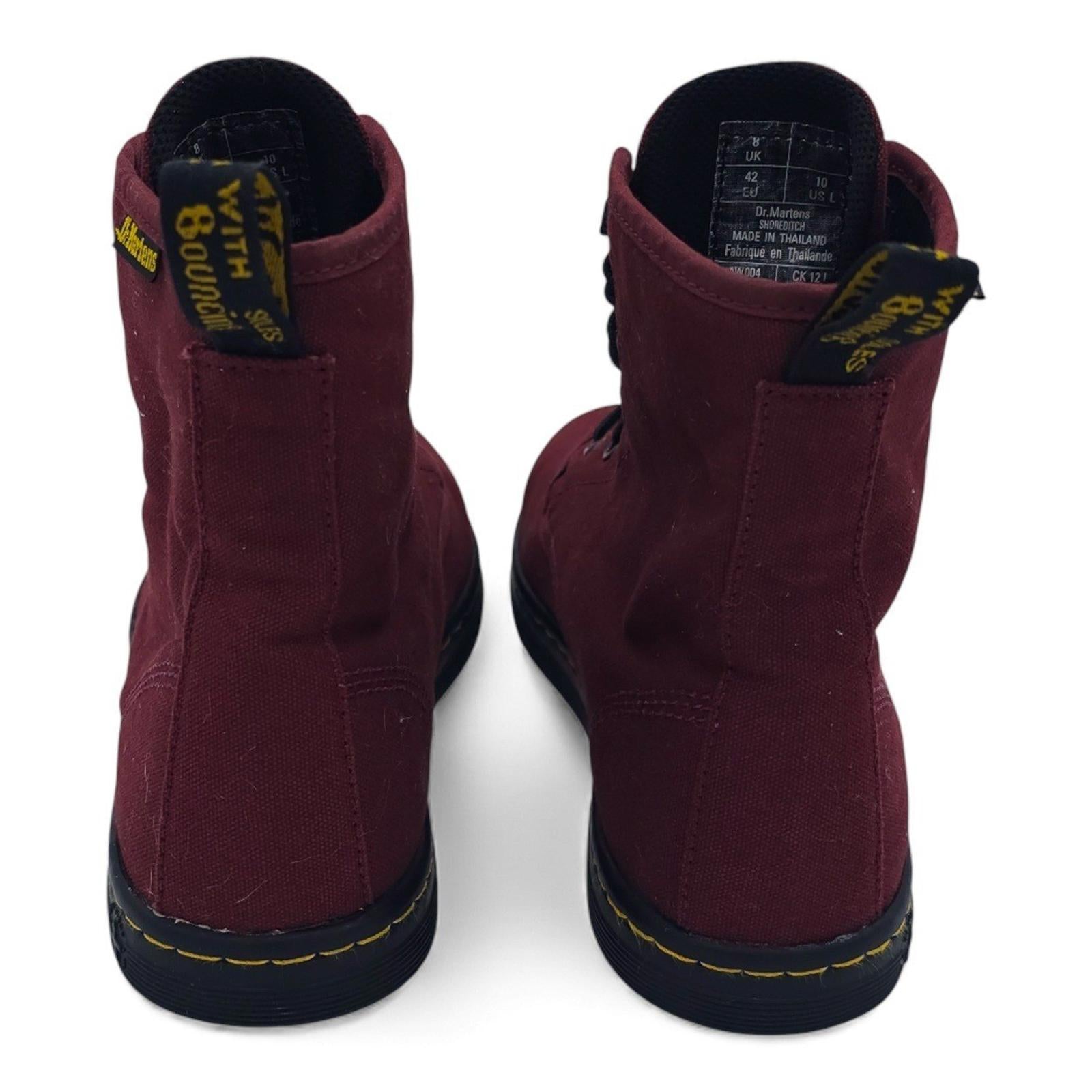 Dr Martens Shoreditch Burgundy Canvas Lace Up Combat Boots Womens Size US 10