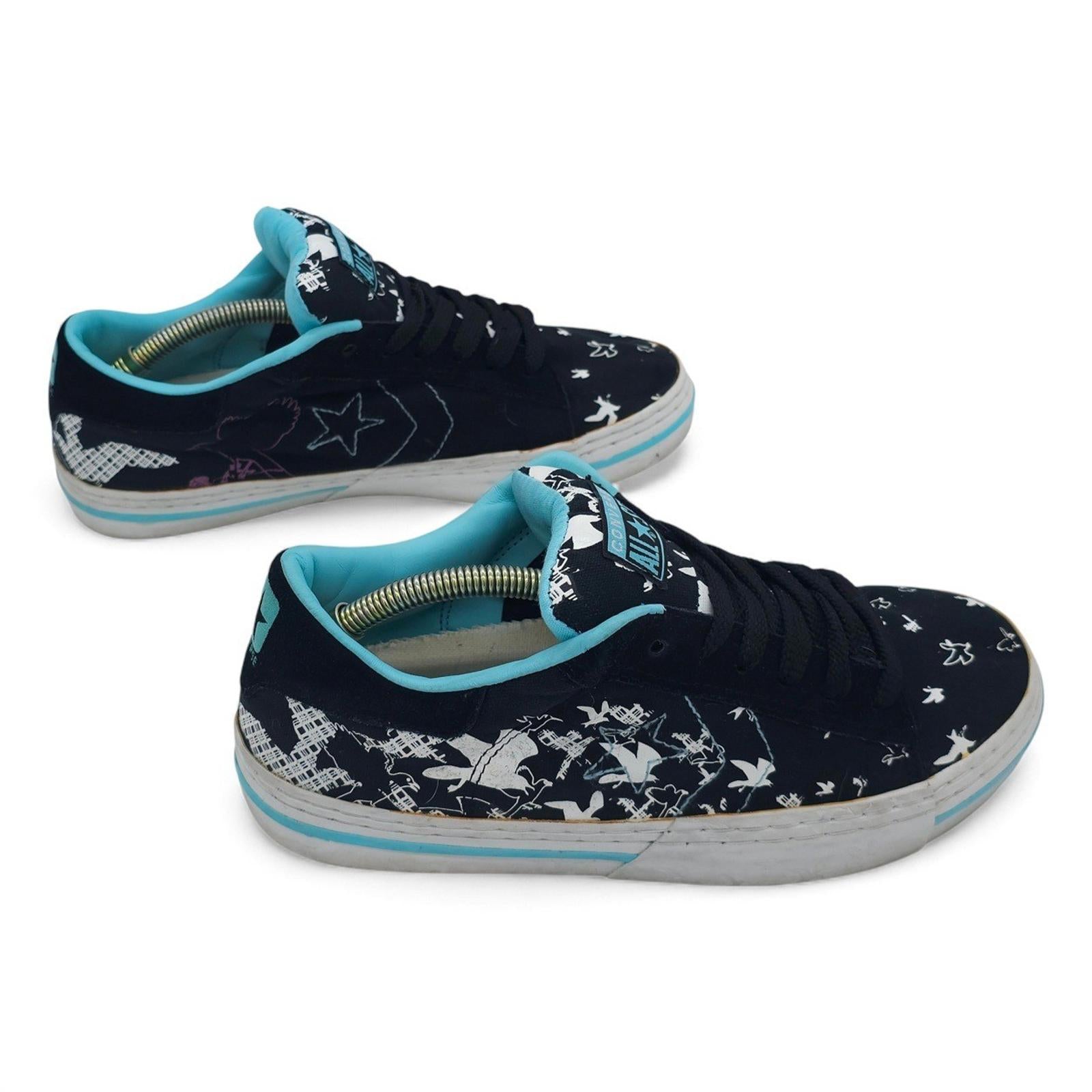 Converse All Star Low Top Black Print Sneakers Shoes Womens Size 10